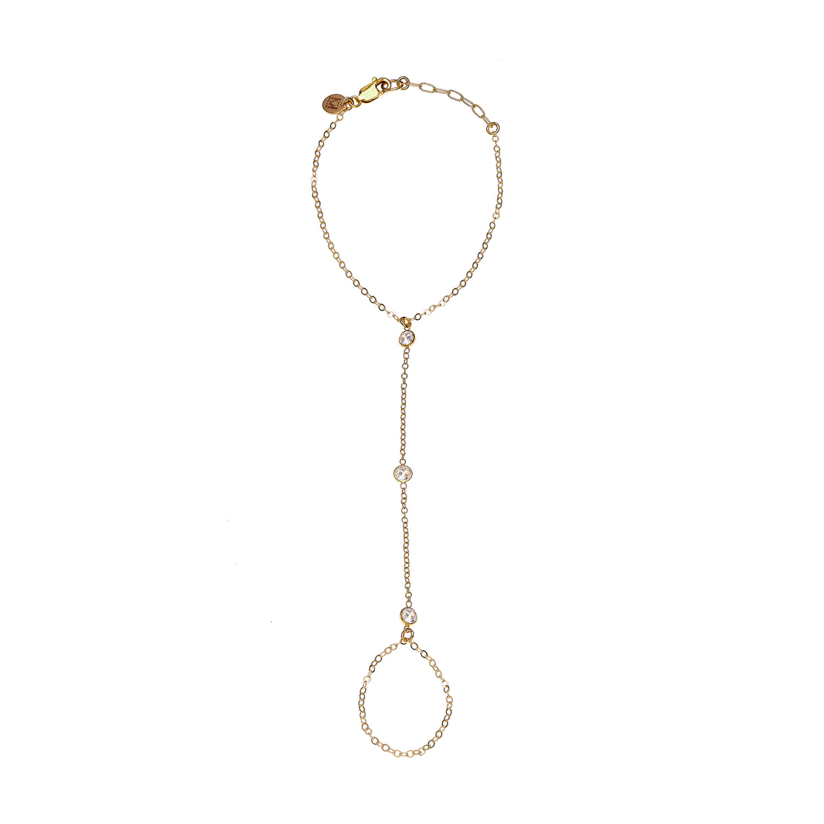 Cubic Zirconia Hand Chain Bracelet and Ring