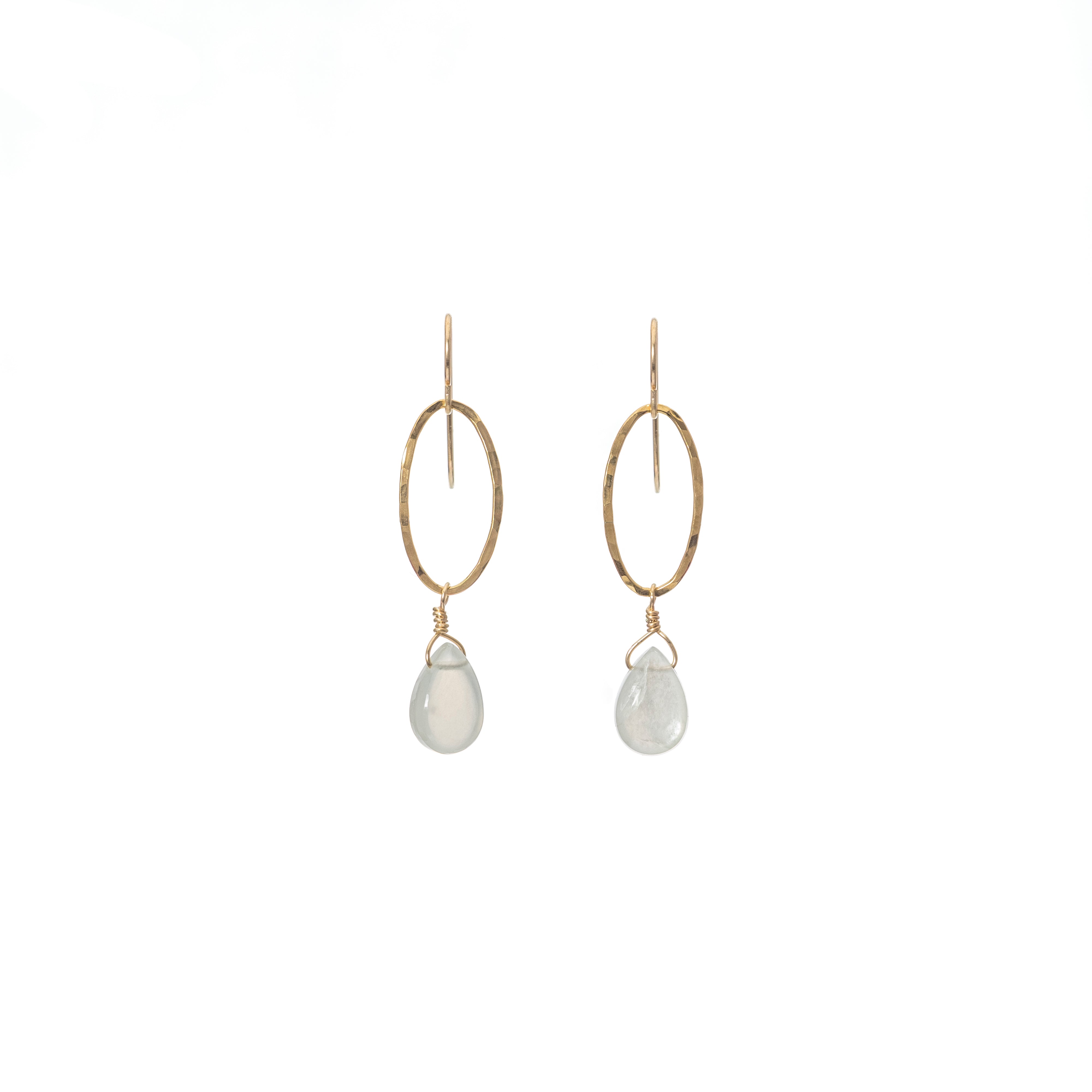 Oval Semi Precious Drop Earrings