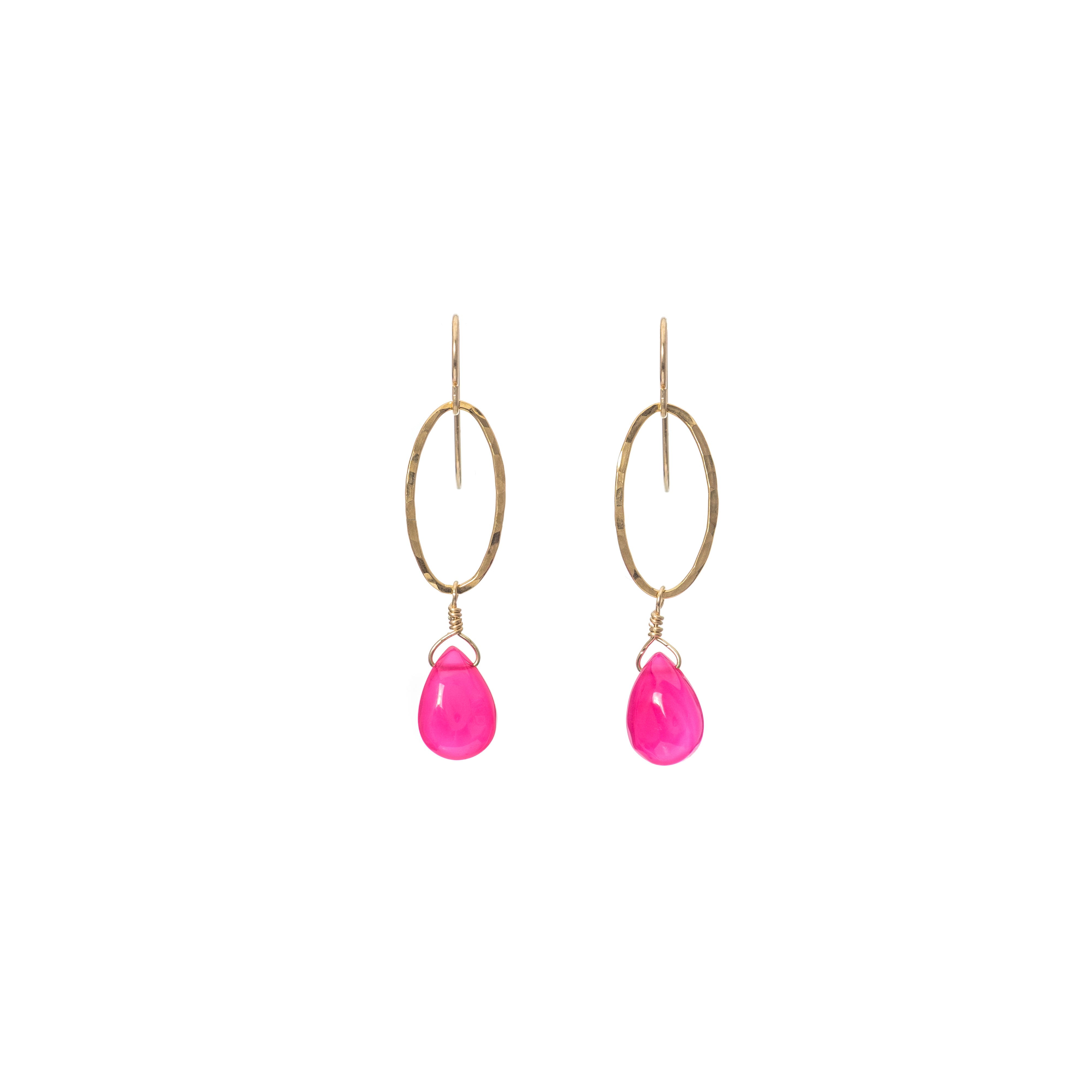 Oval Semi Precious Drop Earrings