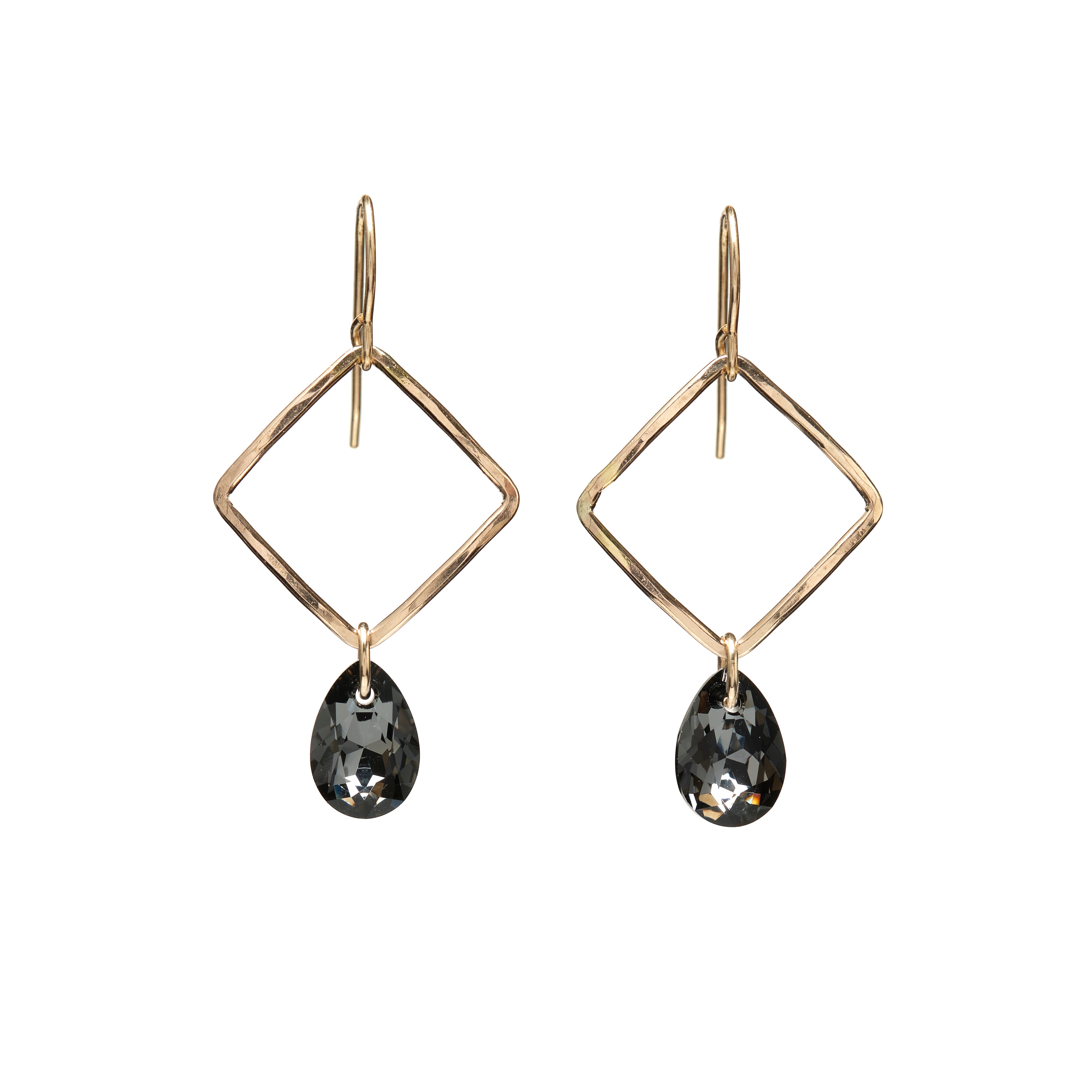 Small Square Crystal Drop Earrings