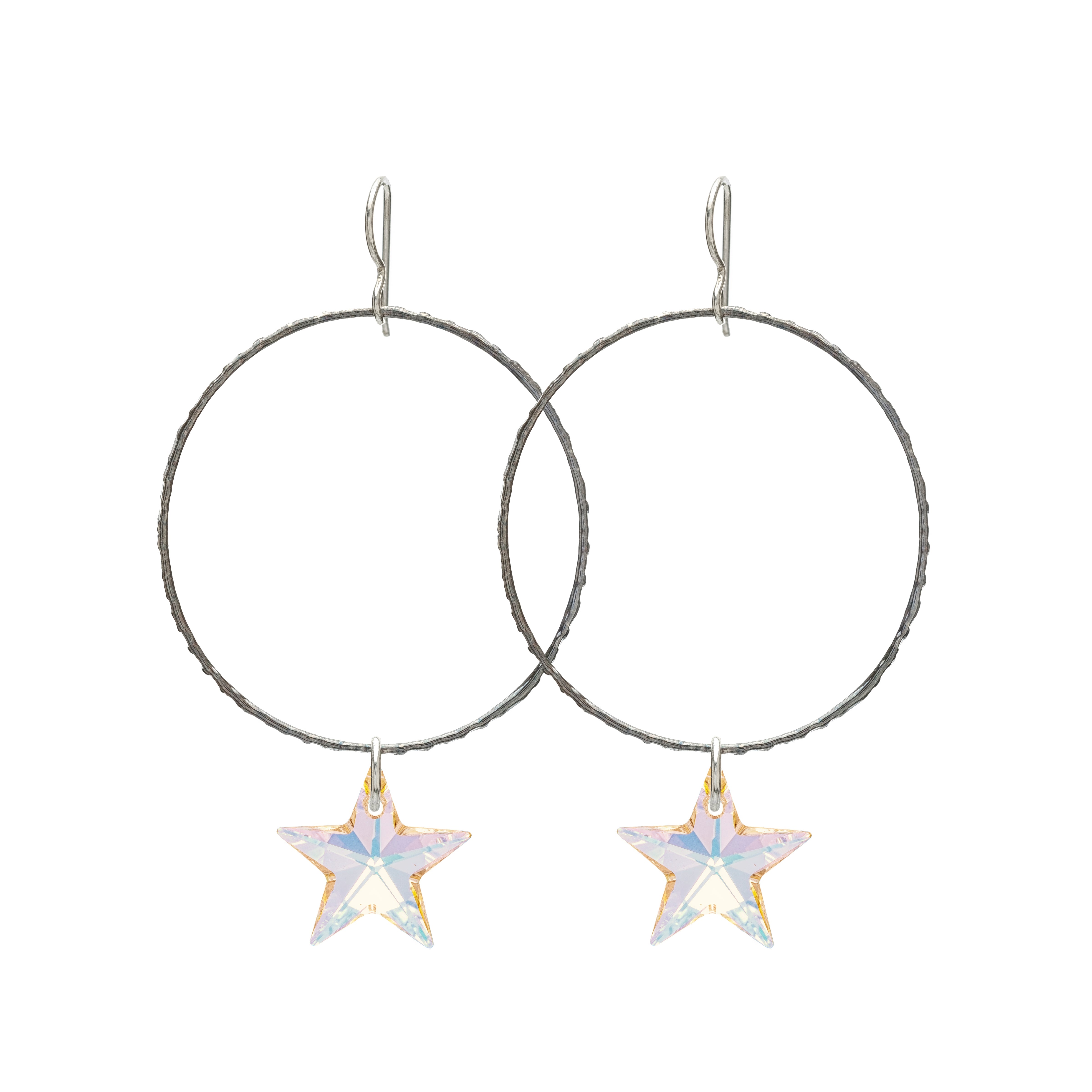 Shooting Star Crystal Hoop Earrings