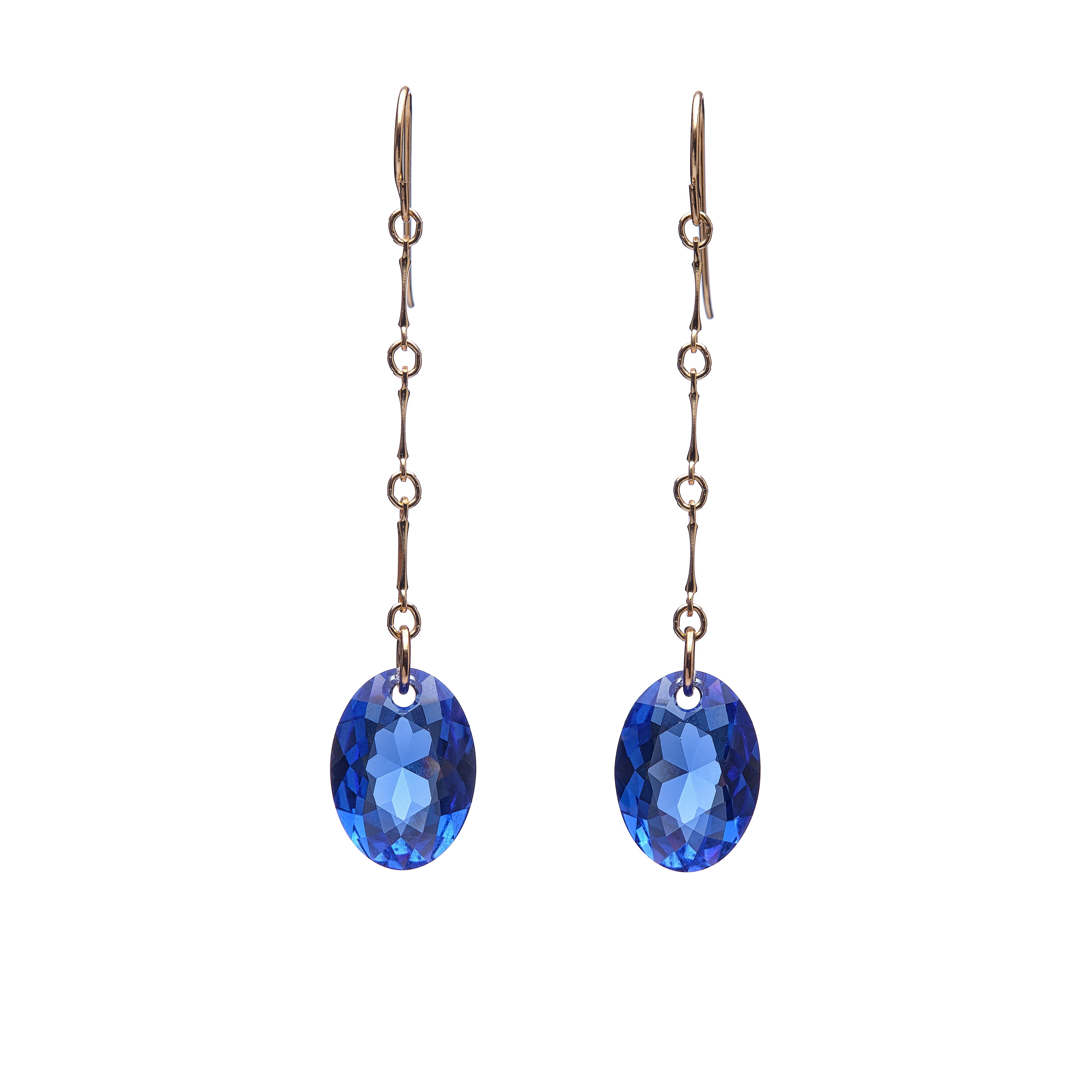 Elliptic Oval Chain Drop Earrings