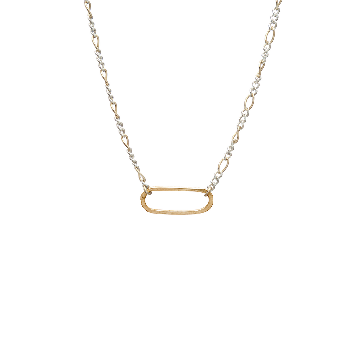Single Link Two-Tone Figaro Necklace