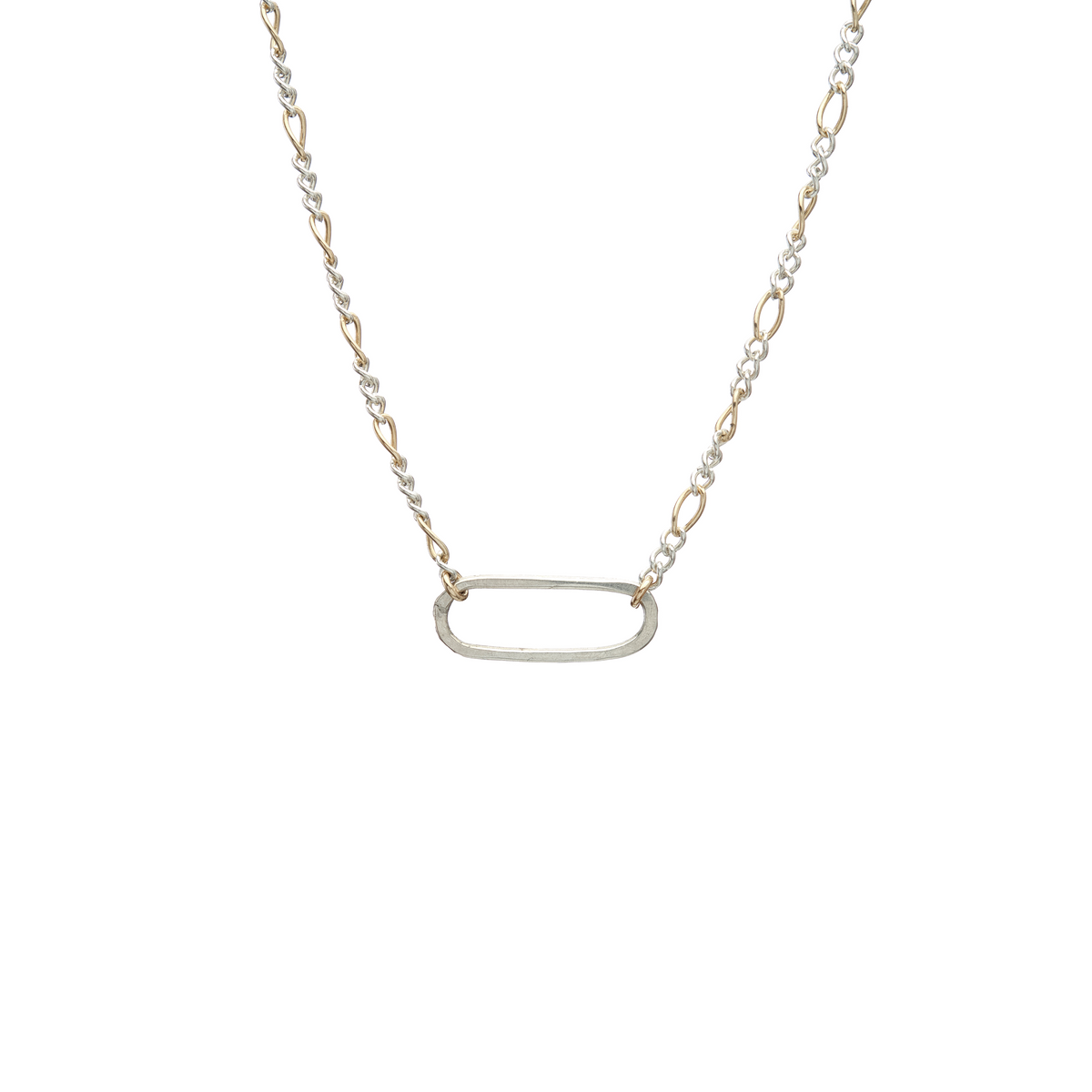 Single Link Two-Tone Figaro Necklace