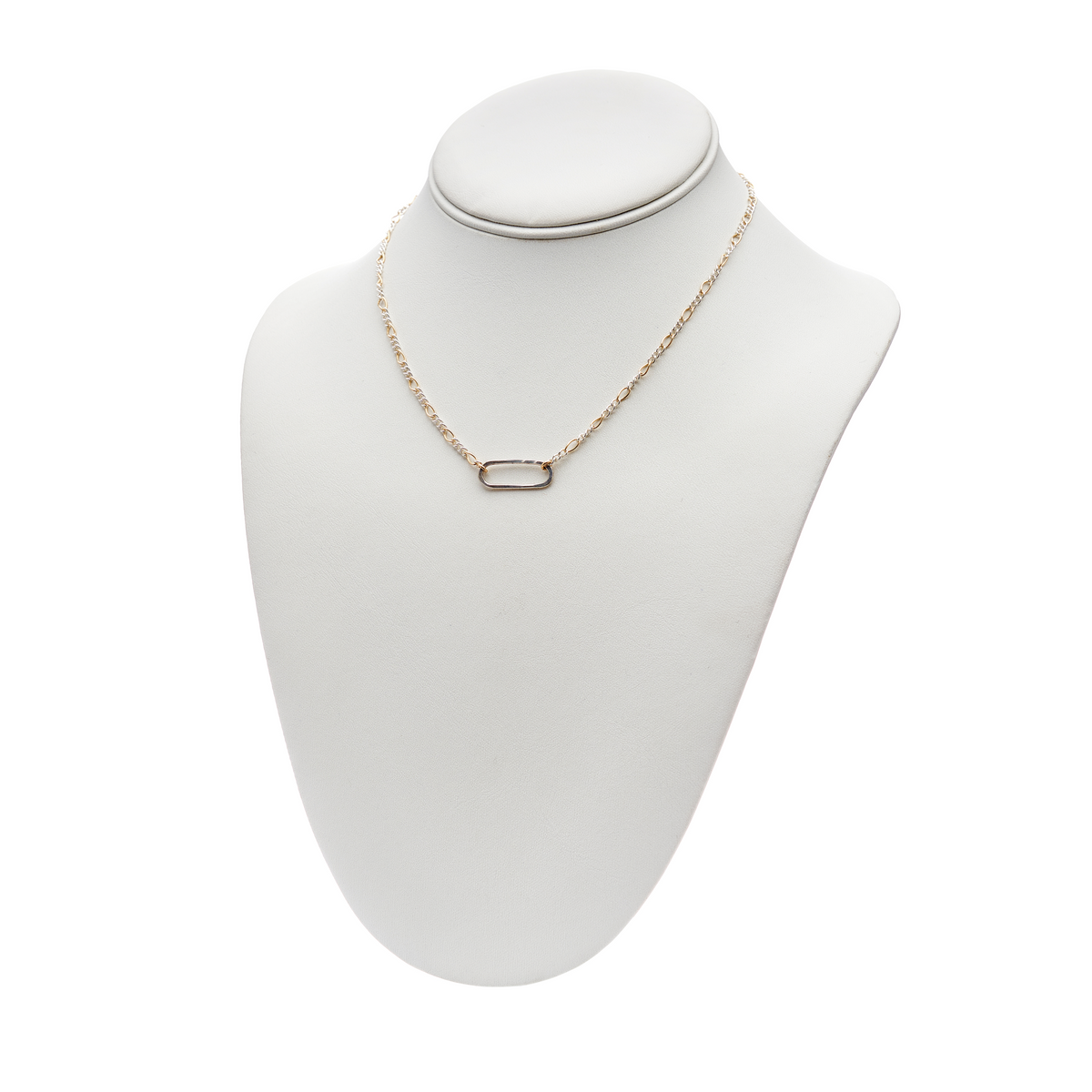 Single Link Two-Tone Figaro Necklace