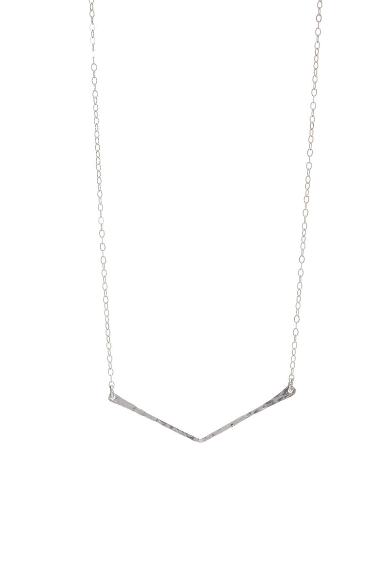 Modern Minimalist V-Shaped Bar Necklace in Sterling Silver