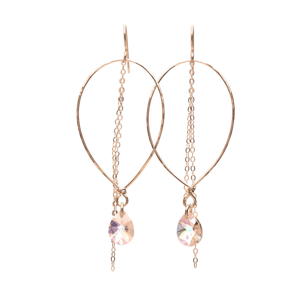 14k Gold Filled Mandy Earrings with Golden Shadow Swarovski® crystals and chains