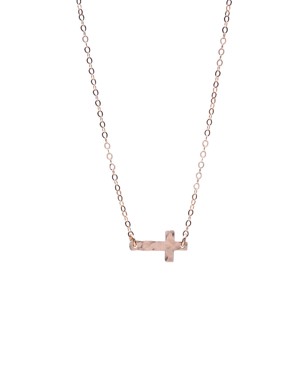 Rose Gold Filled Sideways Cross Necklace