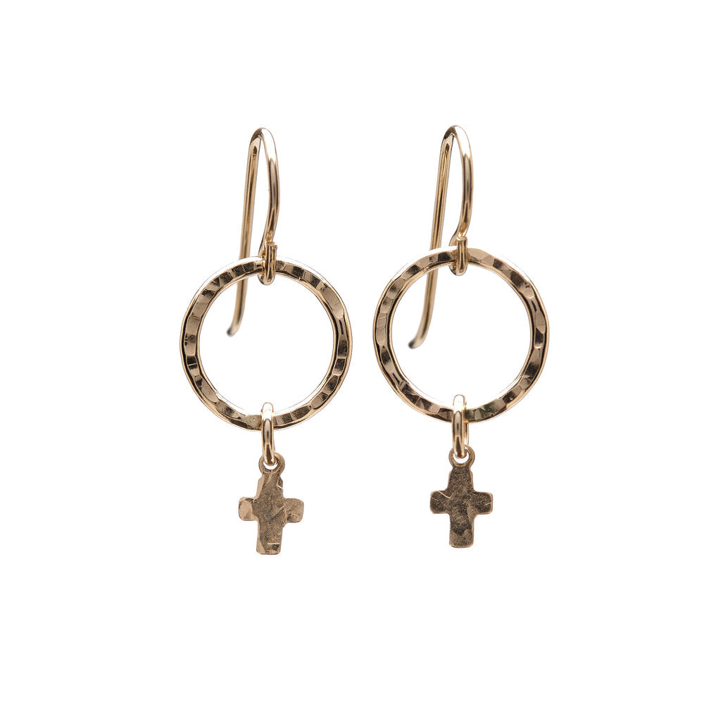 DAINTY CIRCLE CROSS EARRINGS – Kenda Kist