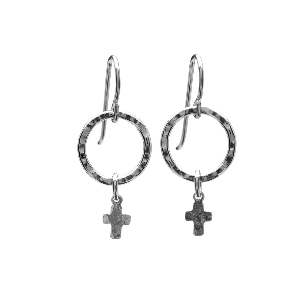 Lightweight Sterling Silver Circle Cross Earring by Kenda Kist