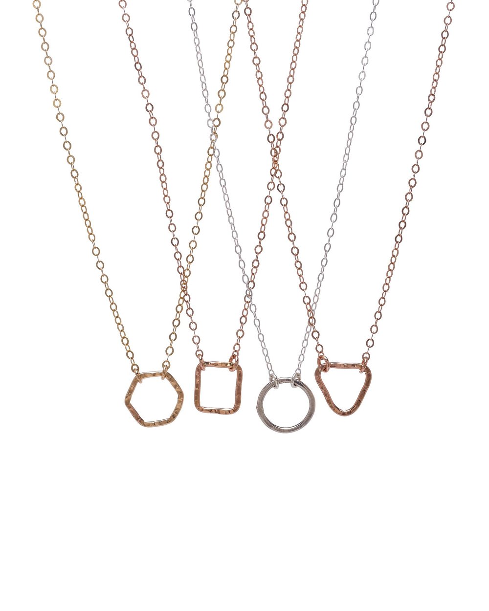 Group of Dainty Geometric Shape Necklaces