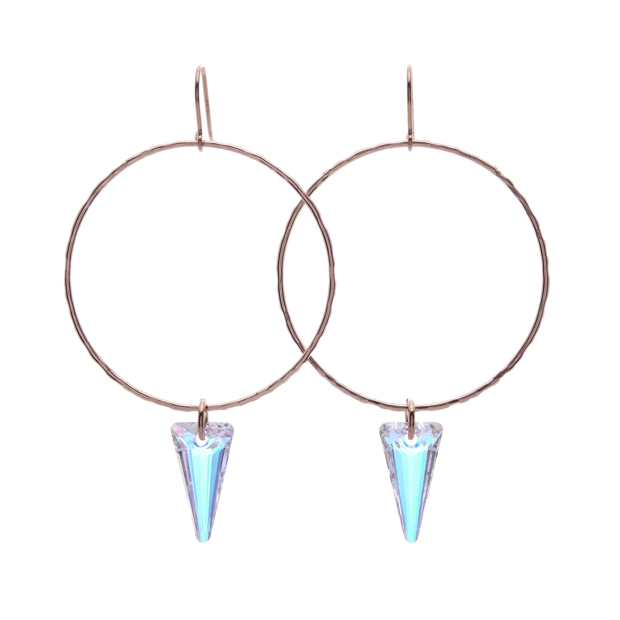 Swarovski® Spike Hoops with AB Crystal spikes on Rose Gold Filled earrings