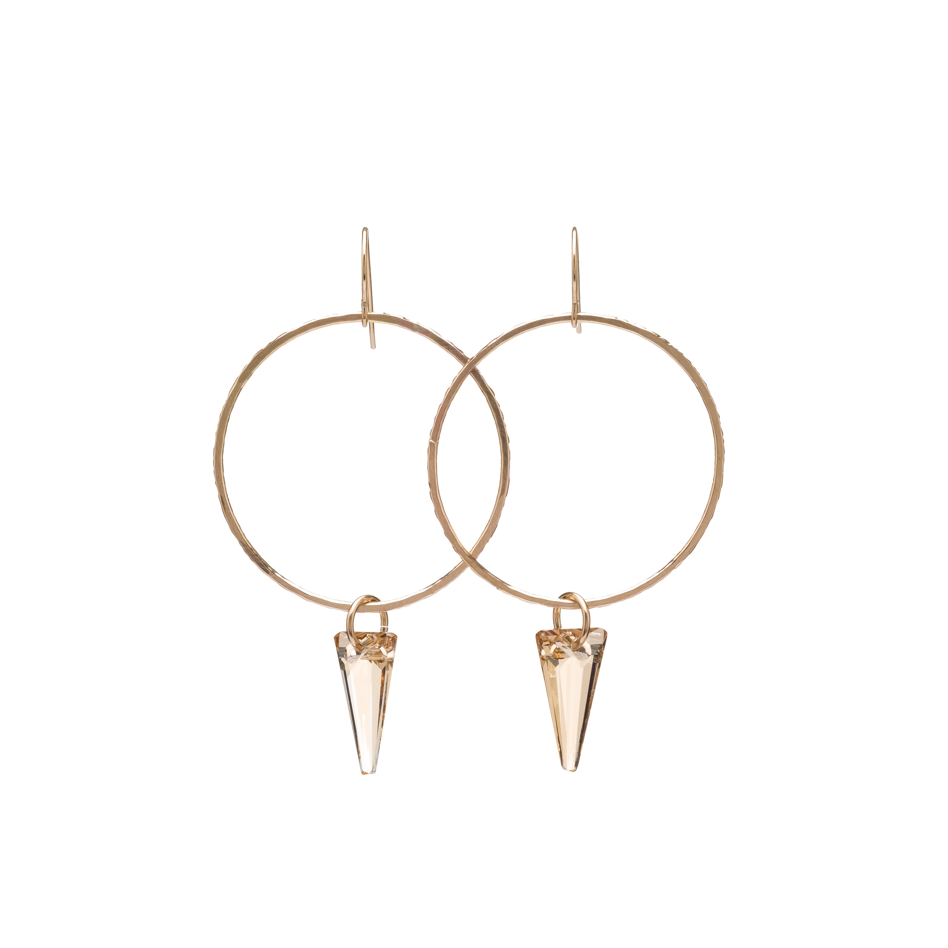 Rose Gold Filled Swarovski® Spike Hoops with Golden Shadow Crystals