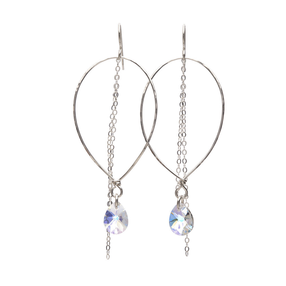 Sterling Silver Mandy Earrings with dainty chains and clear Swarovski® crystals