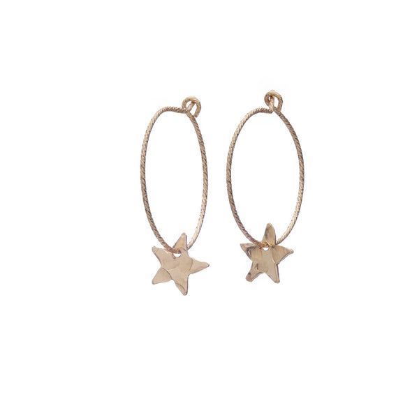 14k Gold Filled Huggies Hoops with star charms