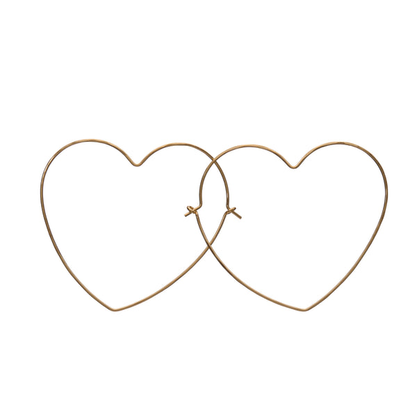 14k Gold Filled Wire Large Heart Hoop Earrings