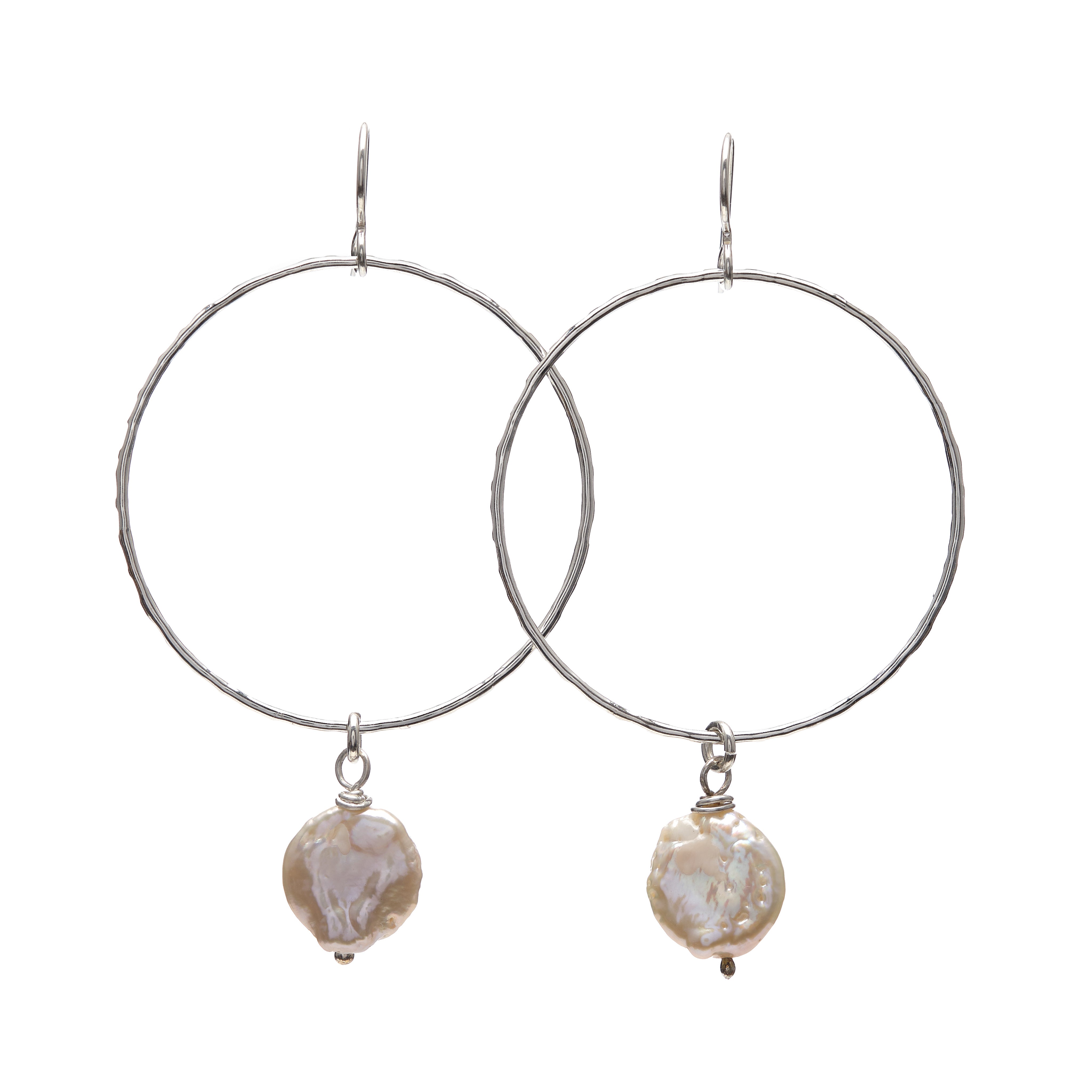 Coin Pearl Drop Hoops