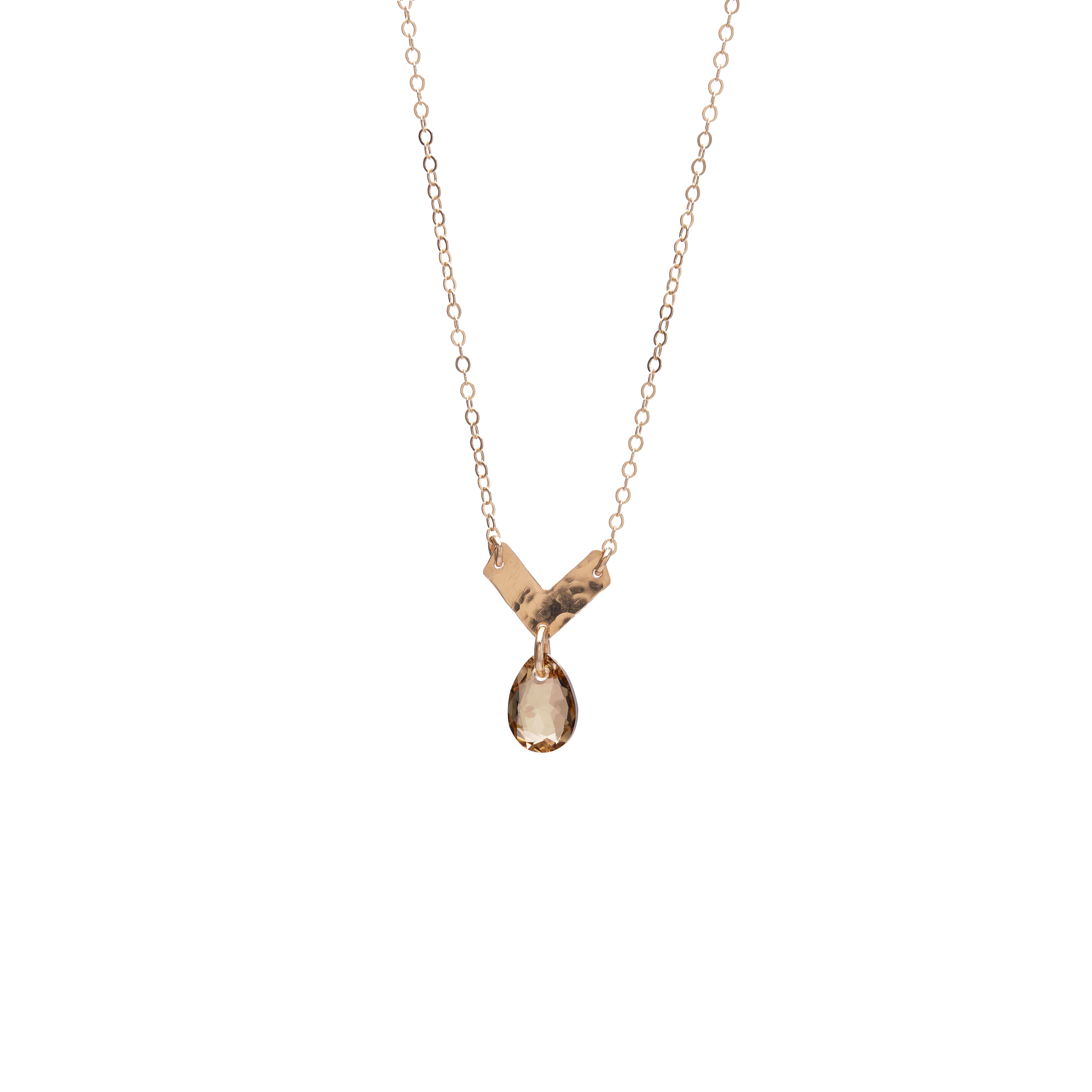 Chevron Crystal Drop Necklace