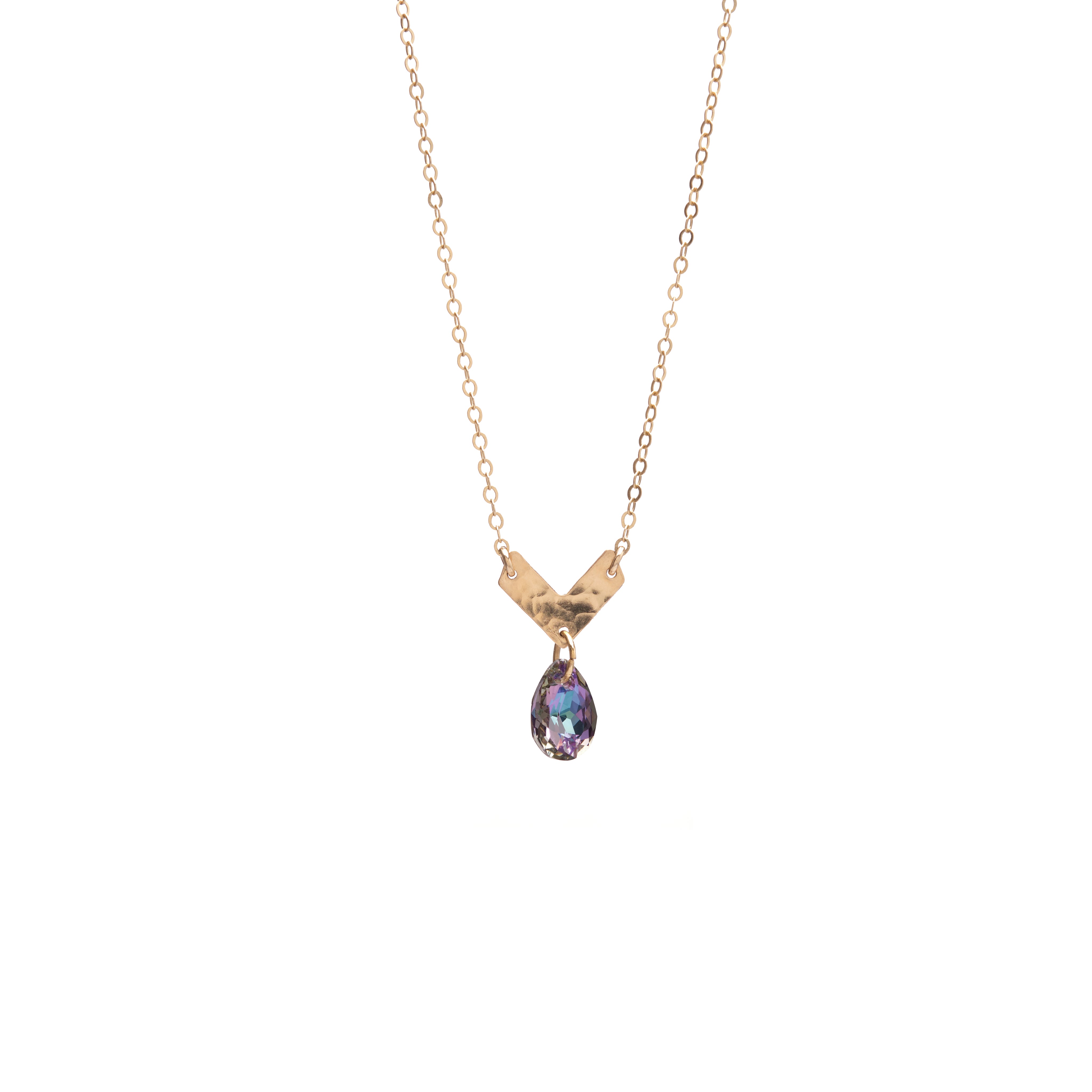 Chevron Crystal Drop Necklace