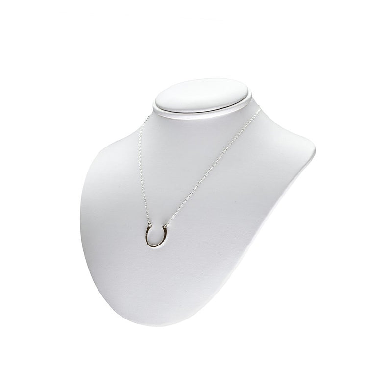 Sterling Silver Lucky Horseshoe Pendant Necklace on neck display