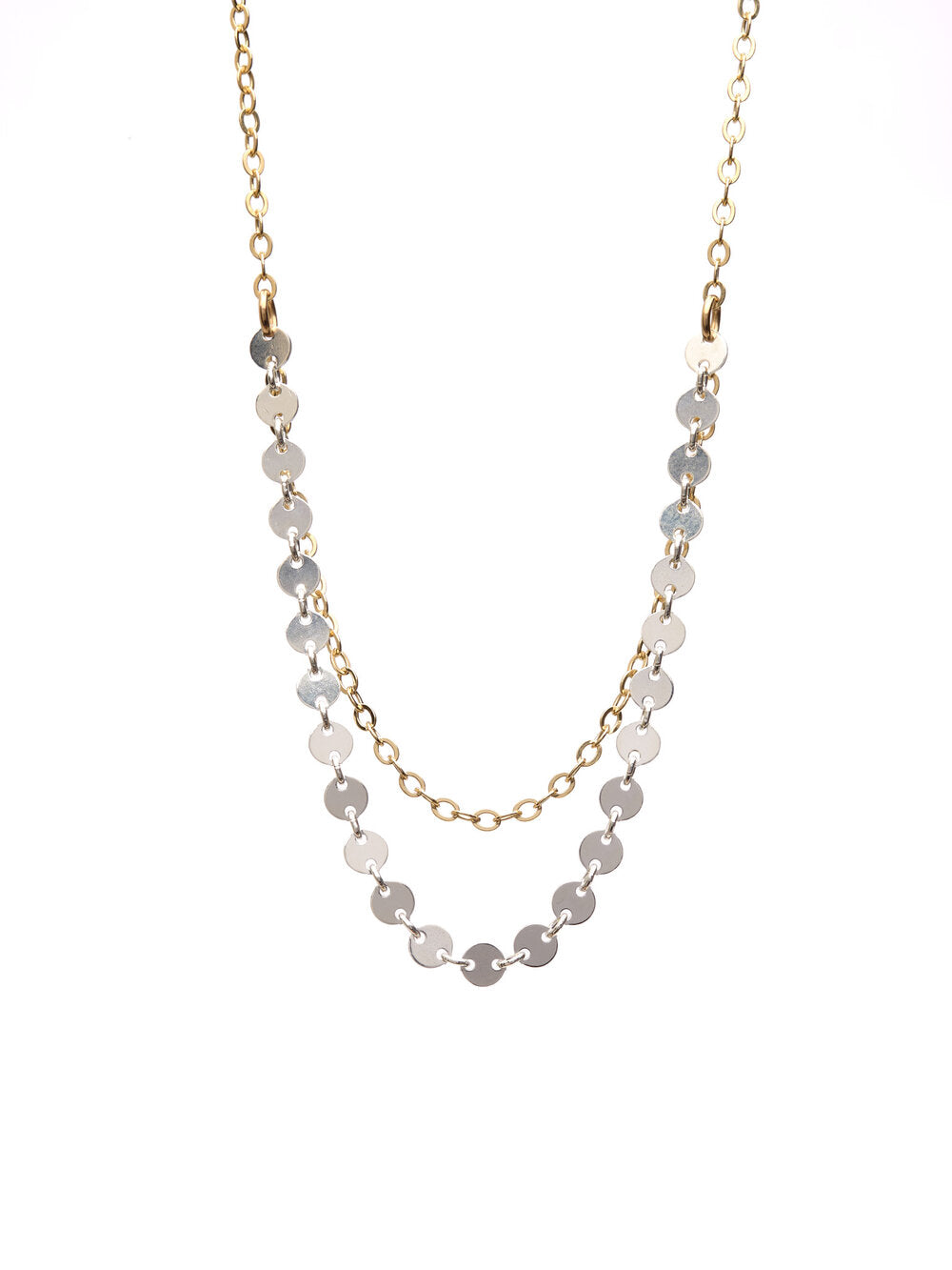 Two tone 14k Gold Filled and Sterling Silver Layering Necklace