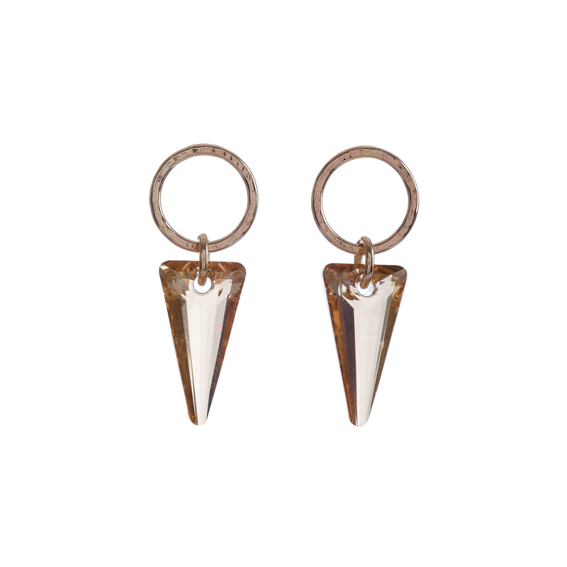 Hand-Forged Circle Swarovski® Spike Stud earrings with Golden Shadow crystal