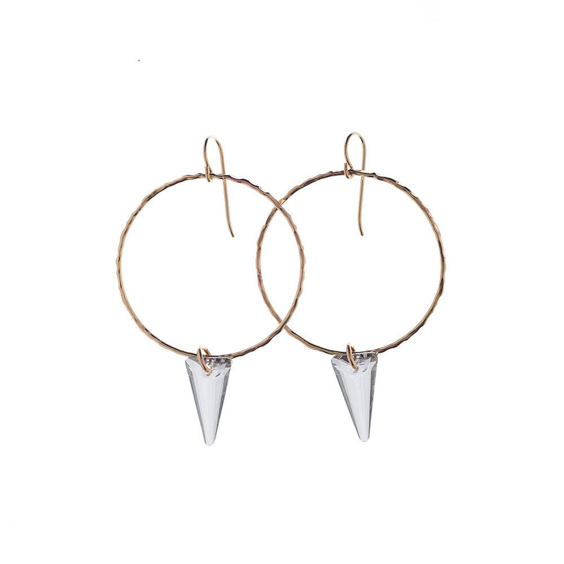 Clear Crystal Swarovski® Spike on 14k Gold Filled Hoop Earrings