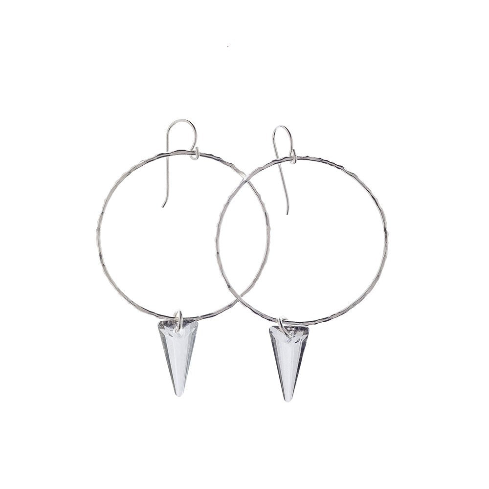 Clear Crystal Swarovski® Spike Hoops in Sterling Silver
