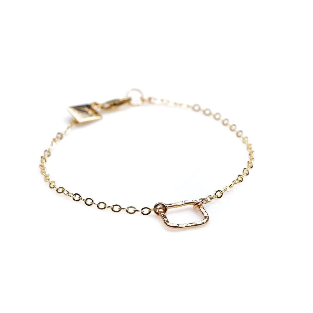 14k Gold Filled Square Charm Bracelet