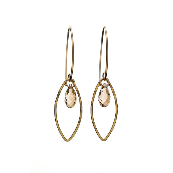 14k Gold Filled Marquis earrings with faceted Golden Shadow Swarovski® centred crystal