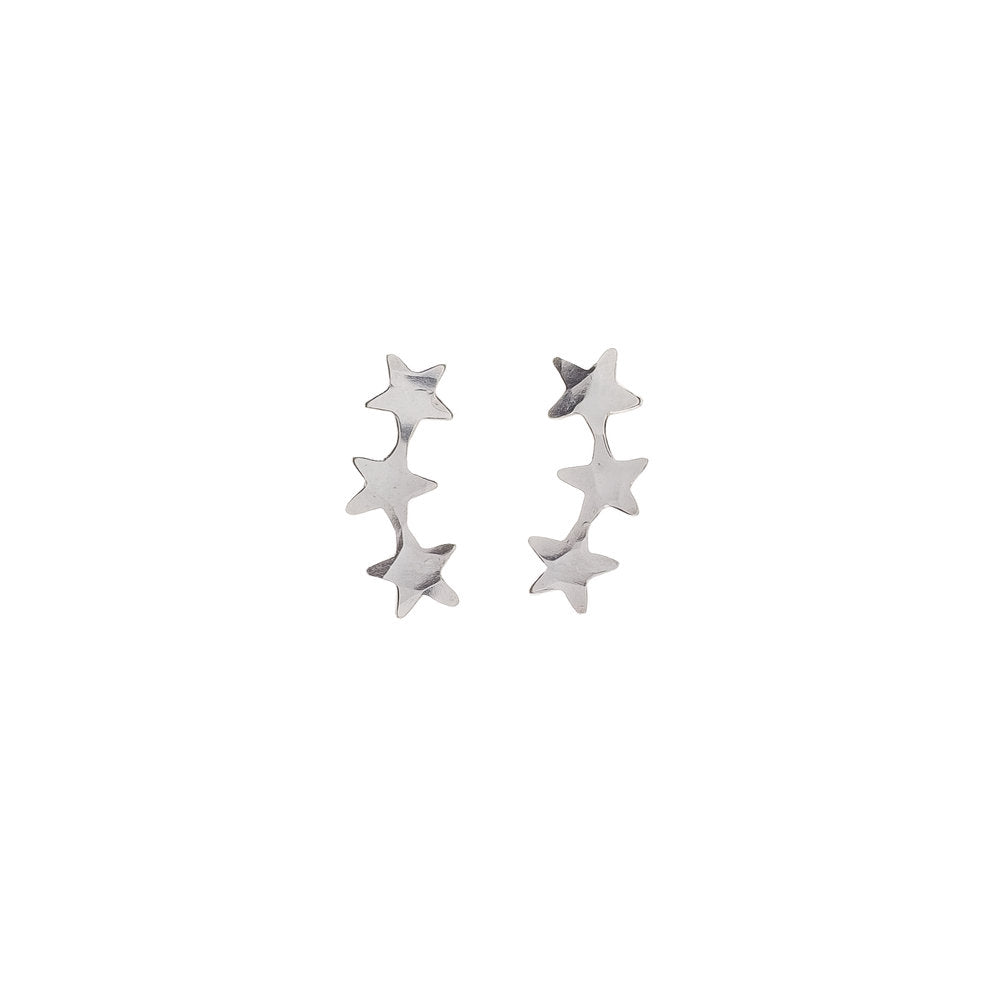 Sterling Silver Star Climber Stud Earrings