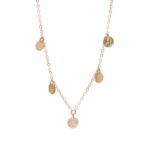 14k Gold Filled  Delicate Five Disc Necklace