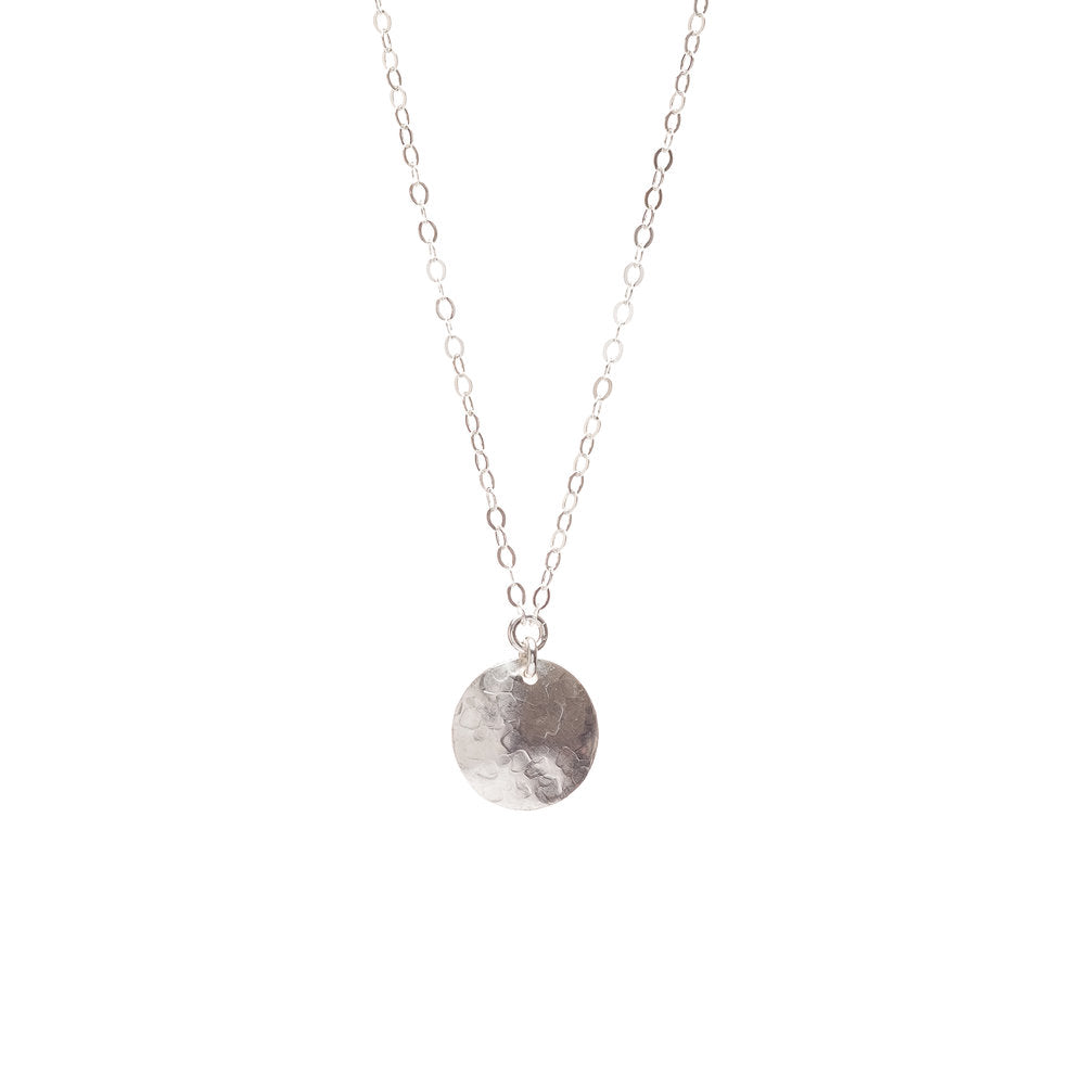 Sterling Silver Single Disc Pendant Necklace