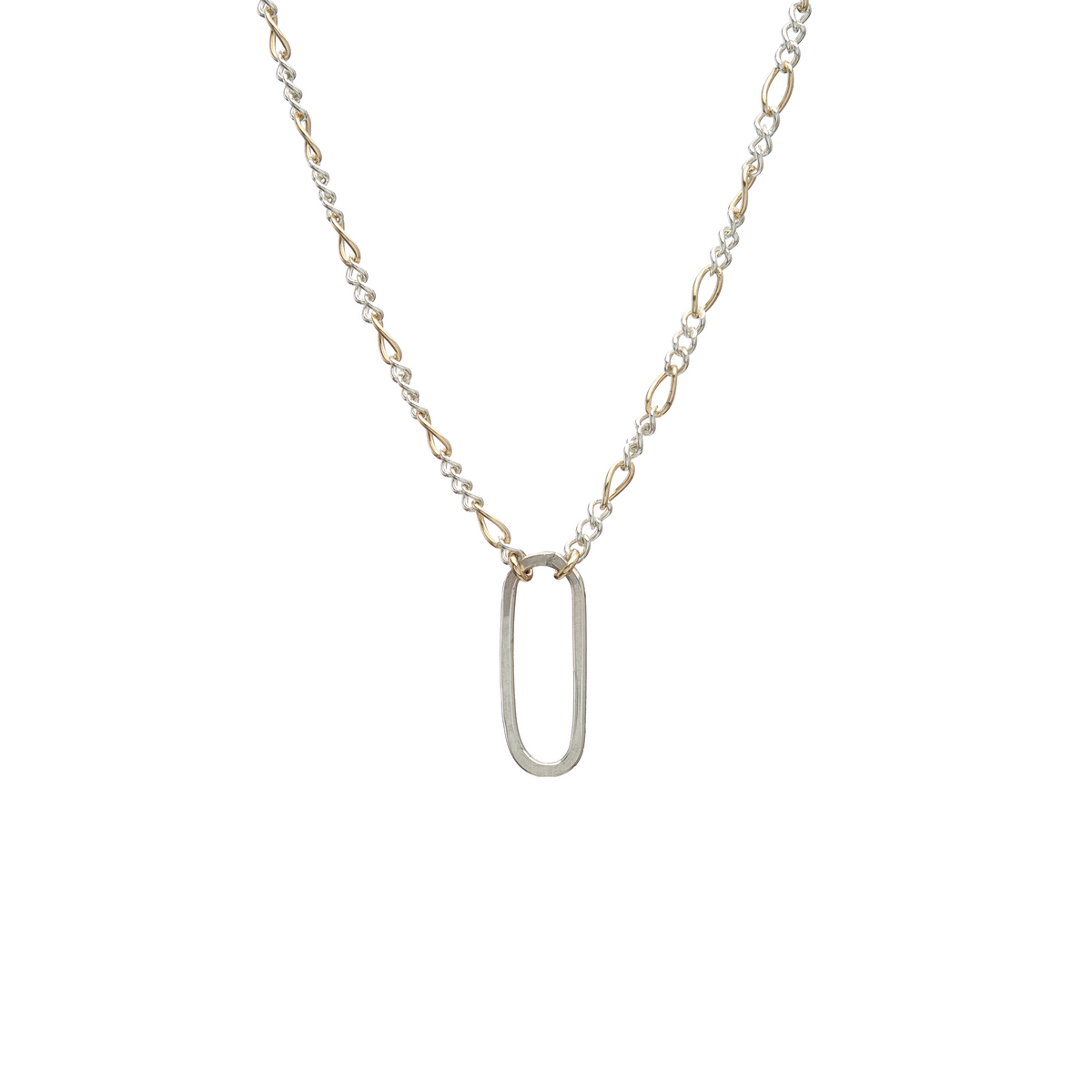 Single Link Two-Tone Figaro Necklace