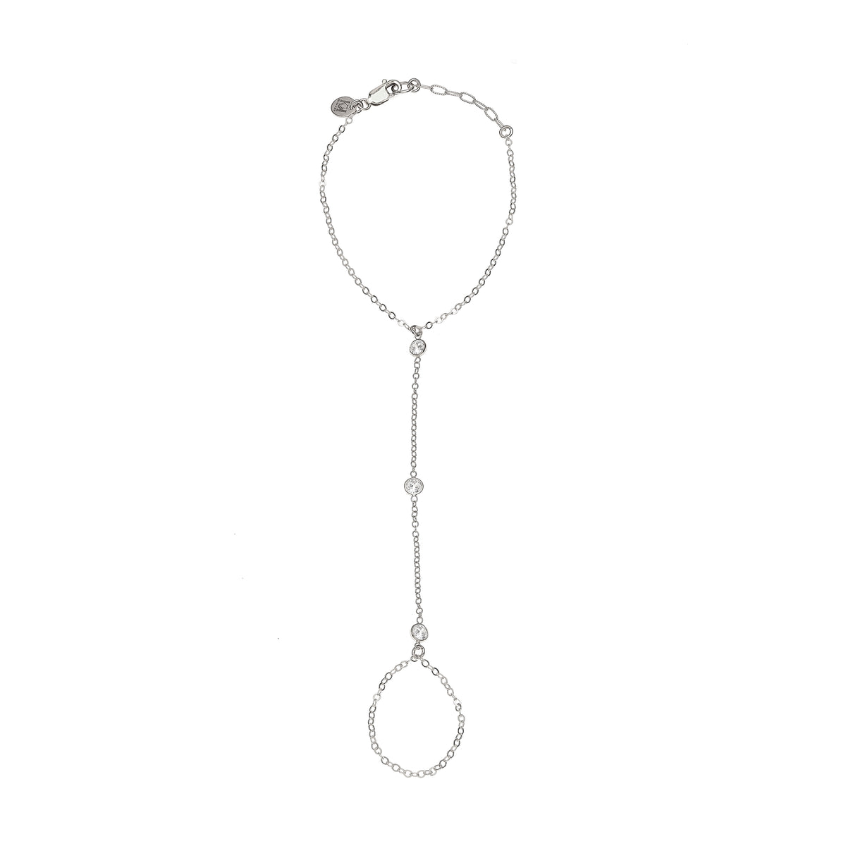 Cubic Zirconia Hand Chain Bracelet and Ring