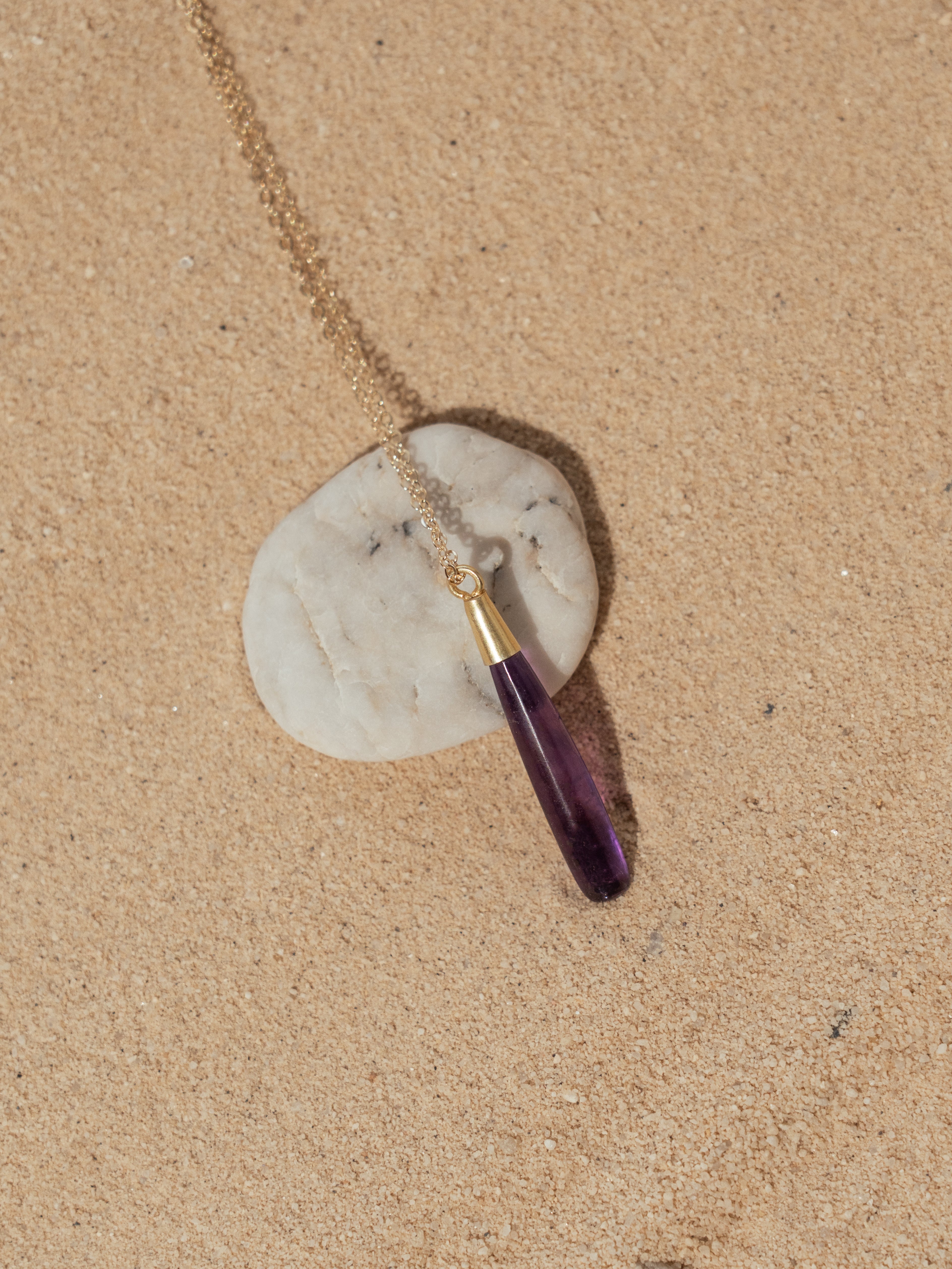 Polished Stone Drop Necklace
