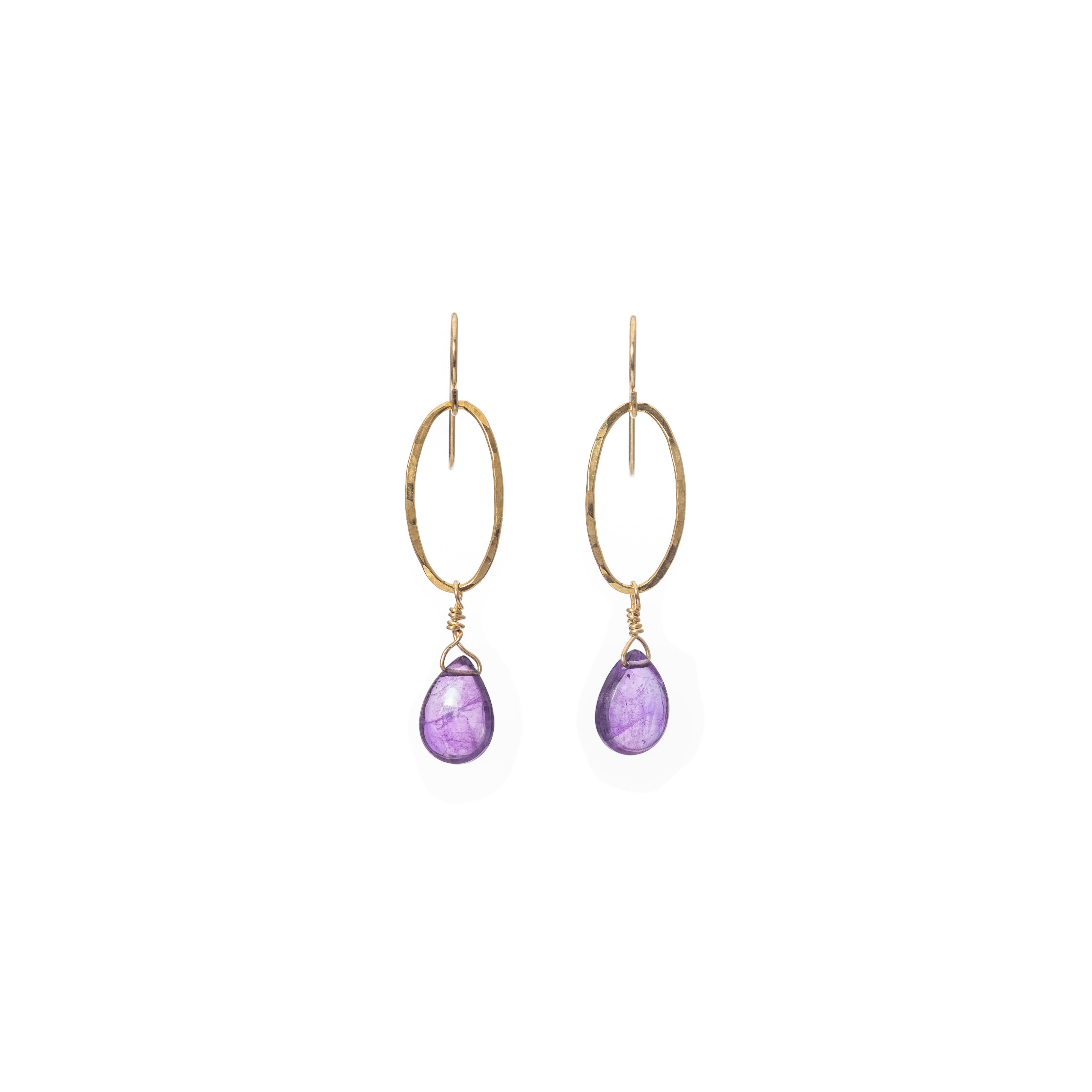 Oval Semi Precious Drop Earrings