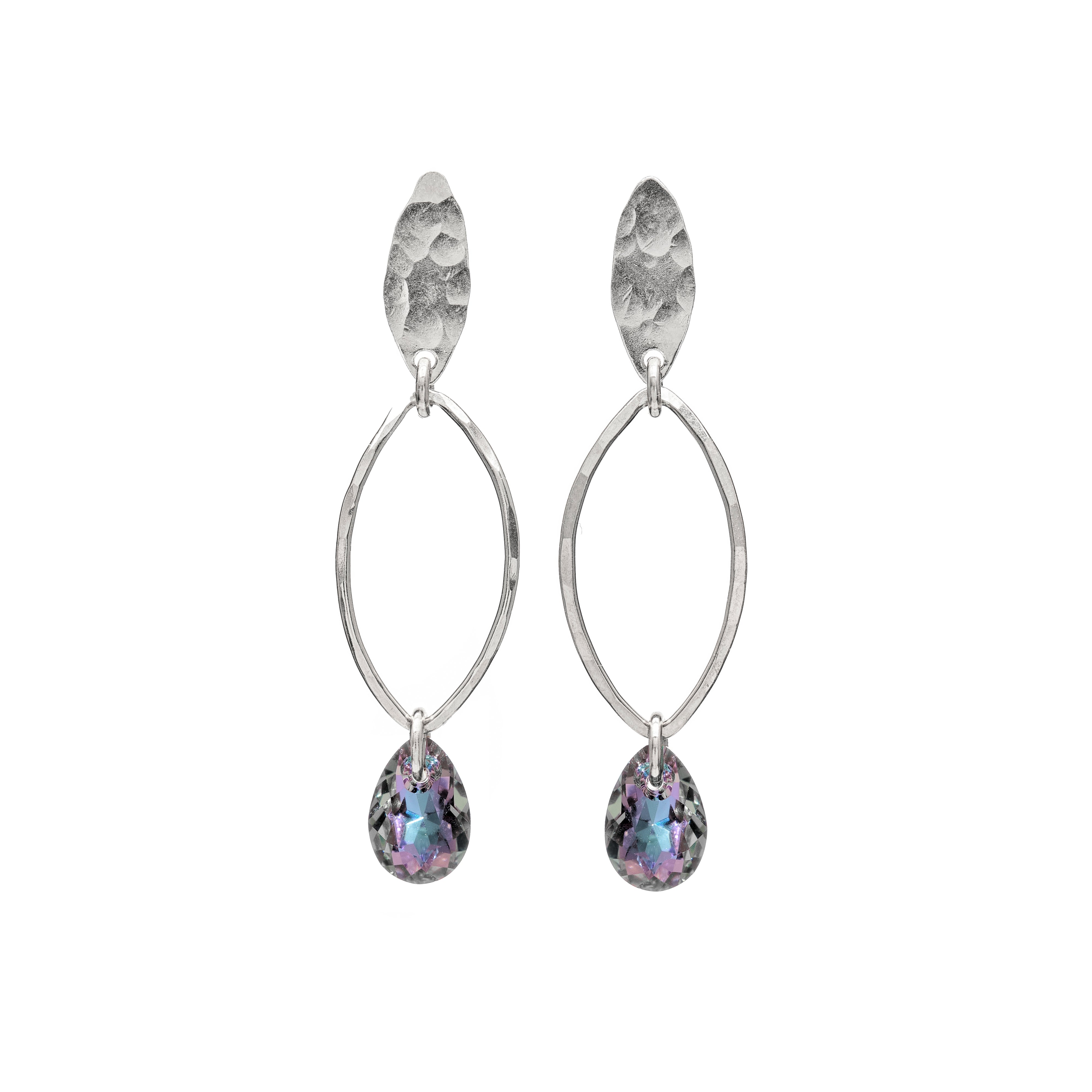 Sequin Leaves Crystal Drop Earrings