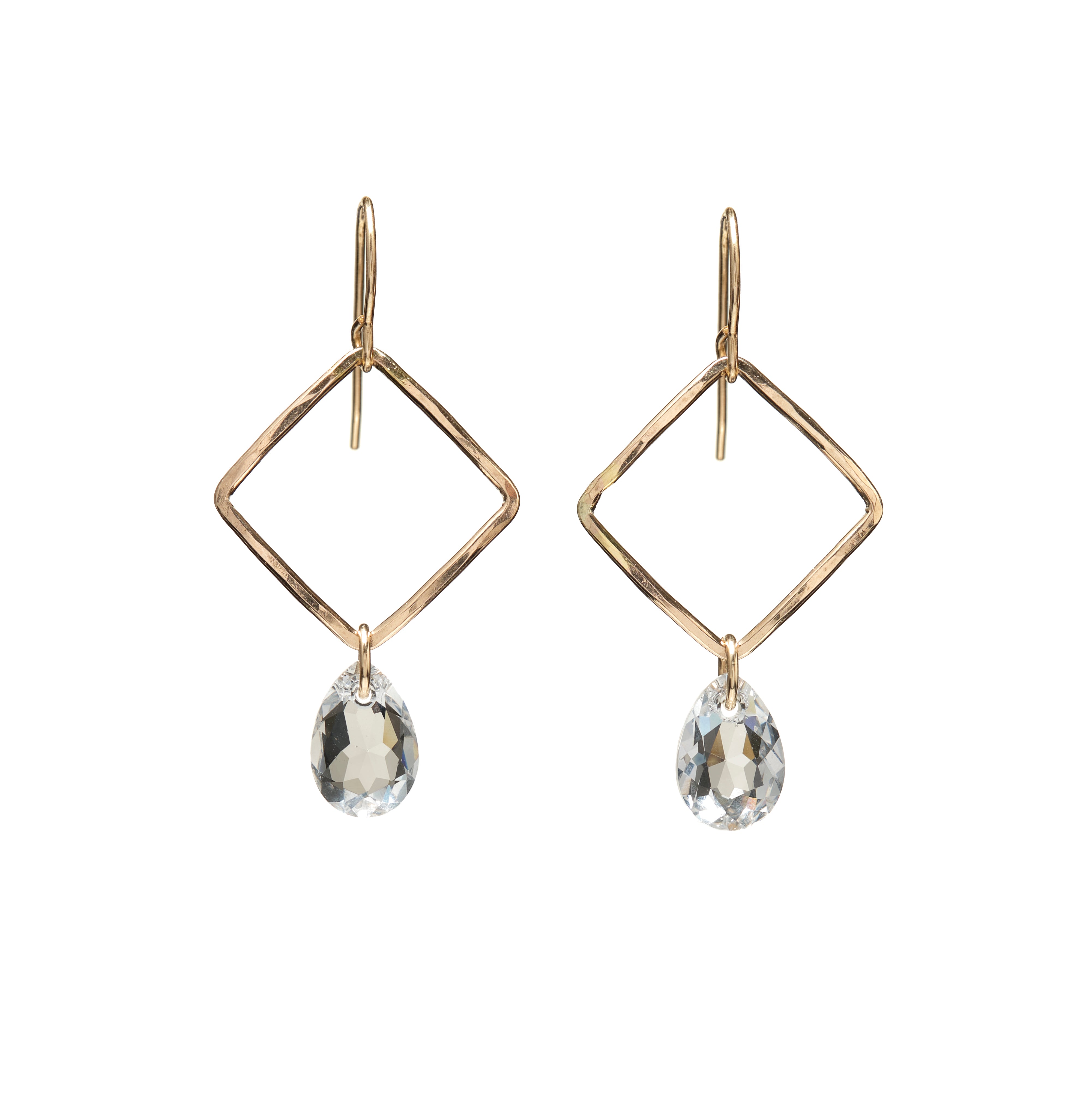 Small Square Crystal Drop Earrings
