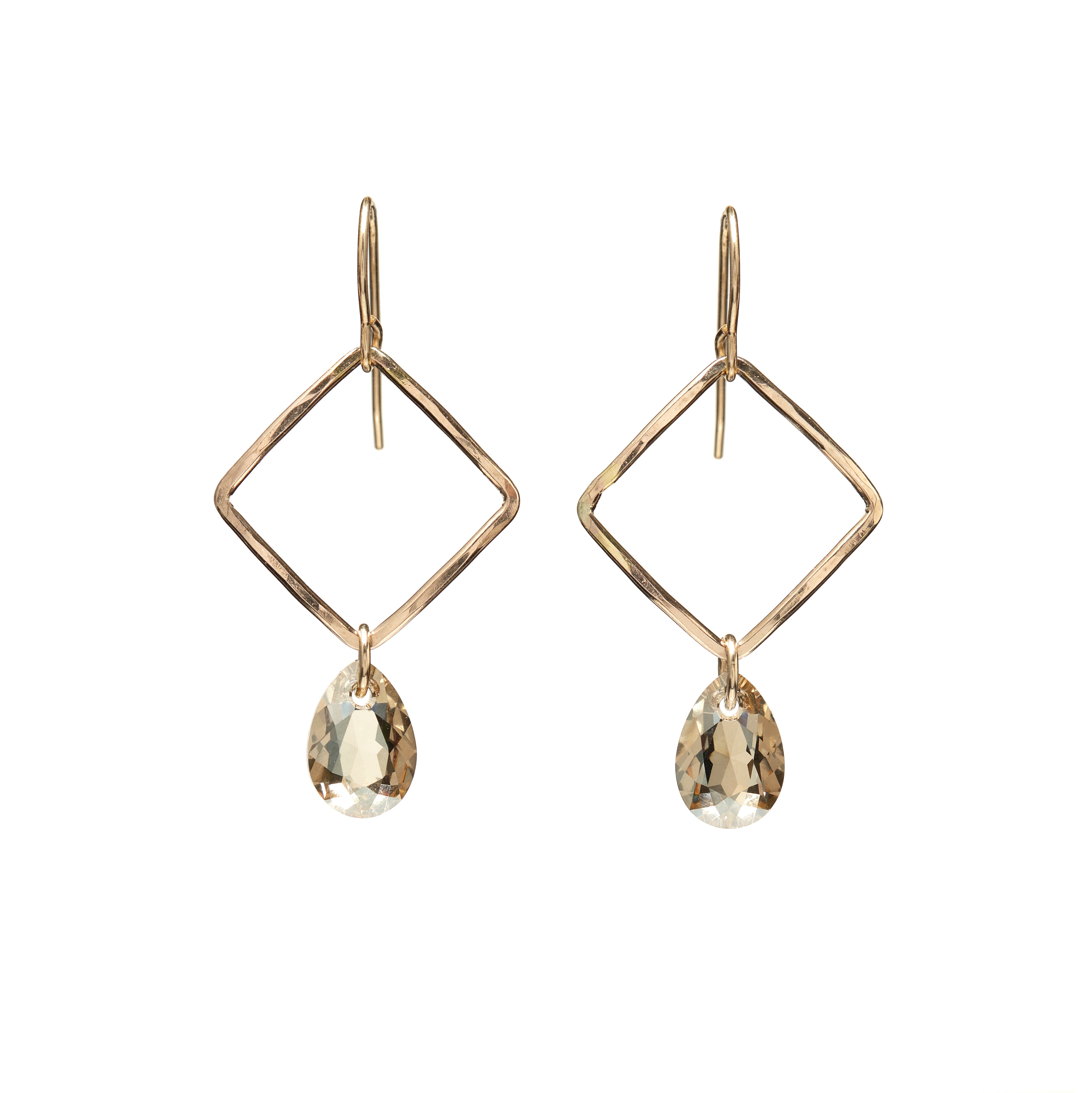 Small Square Crystal Drop Earrings