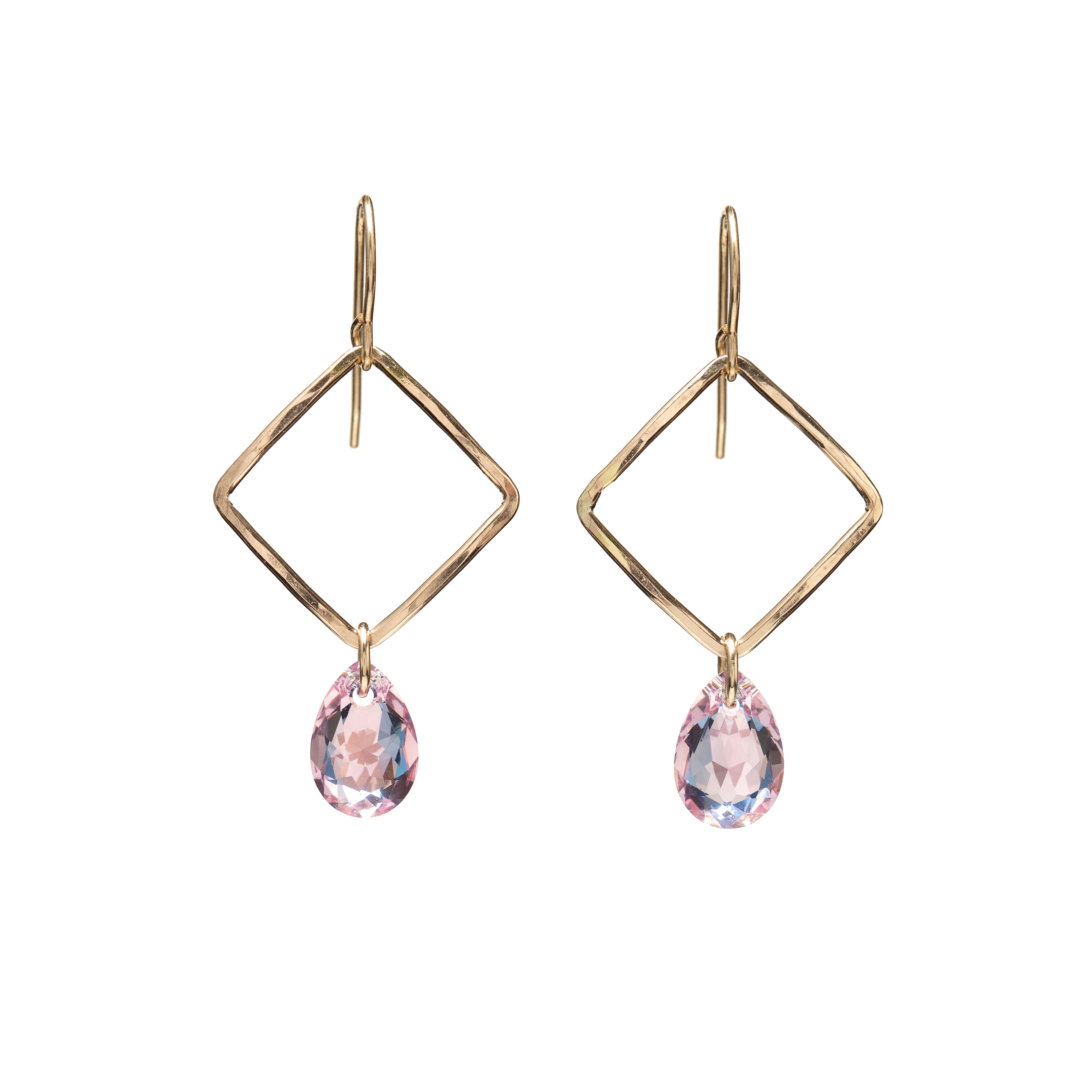 Small Square Crystal Drop Earrings