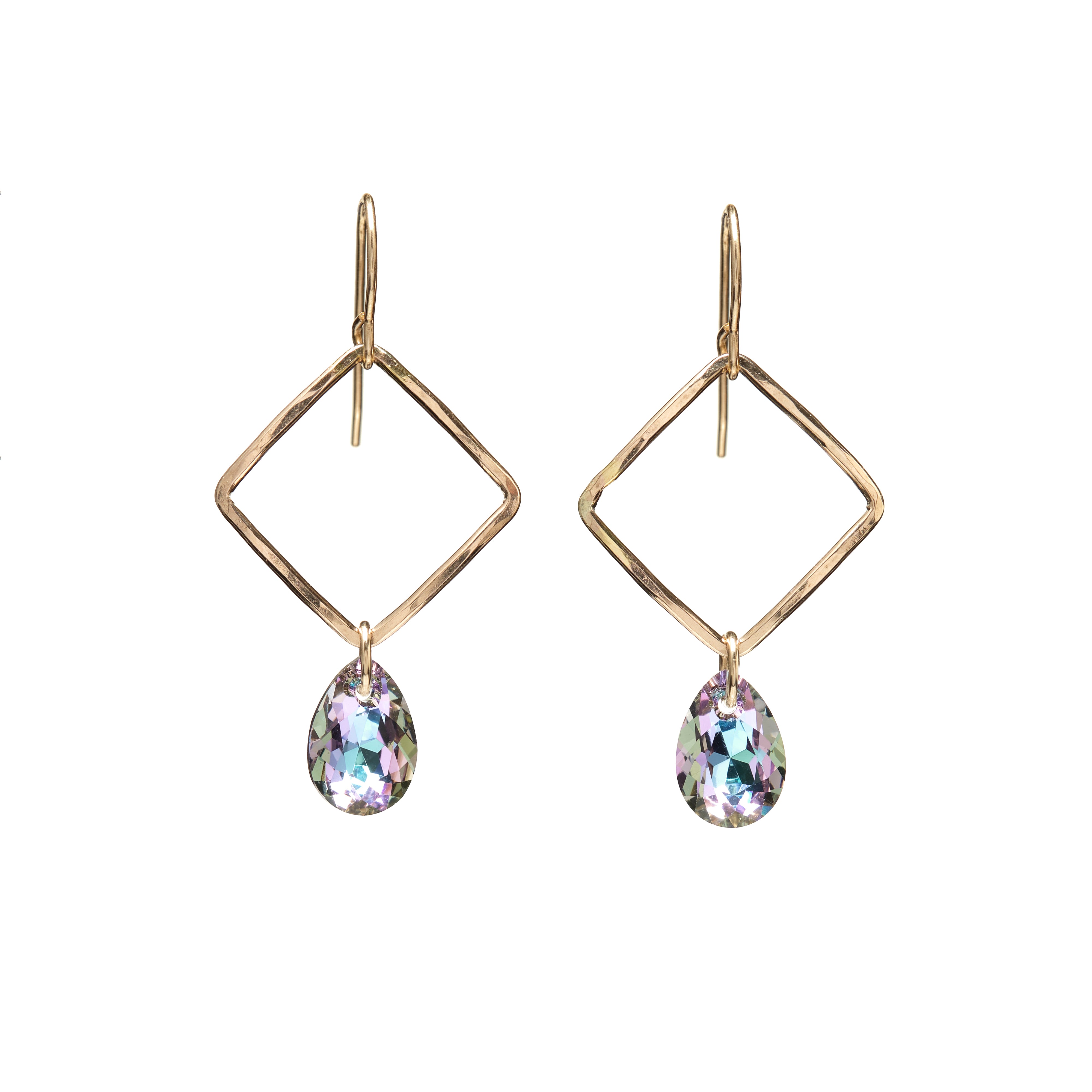 Small Square Crystal Drop Earrings