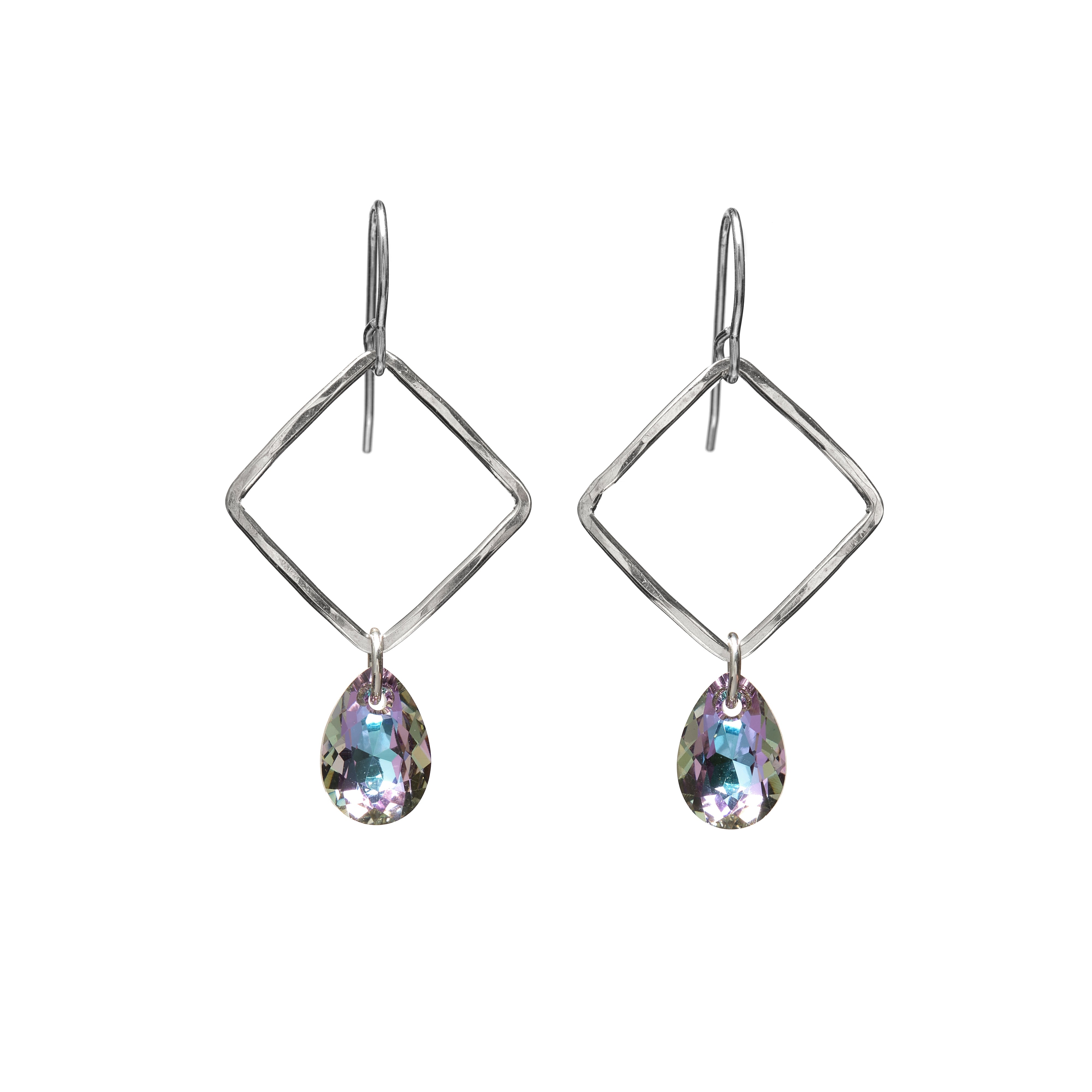 Small Square Crystal Drop Earrings