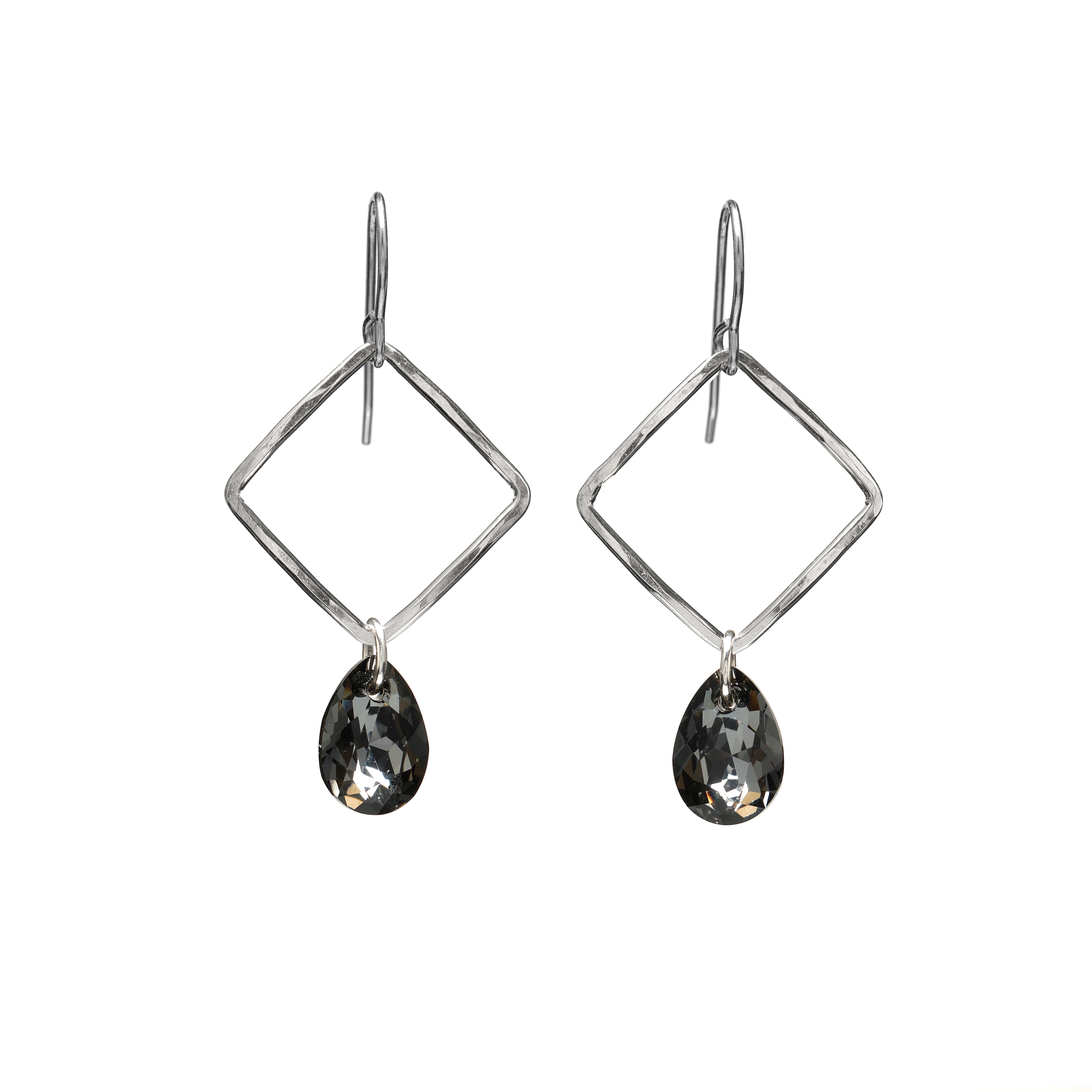 Small Square Crystal Drop Earrings