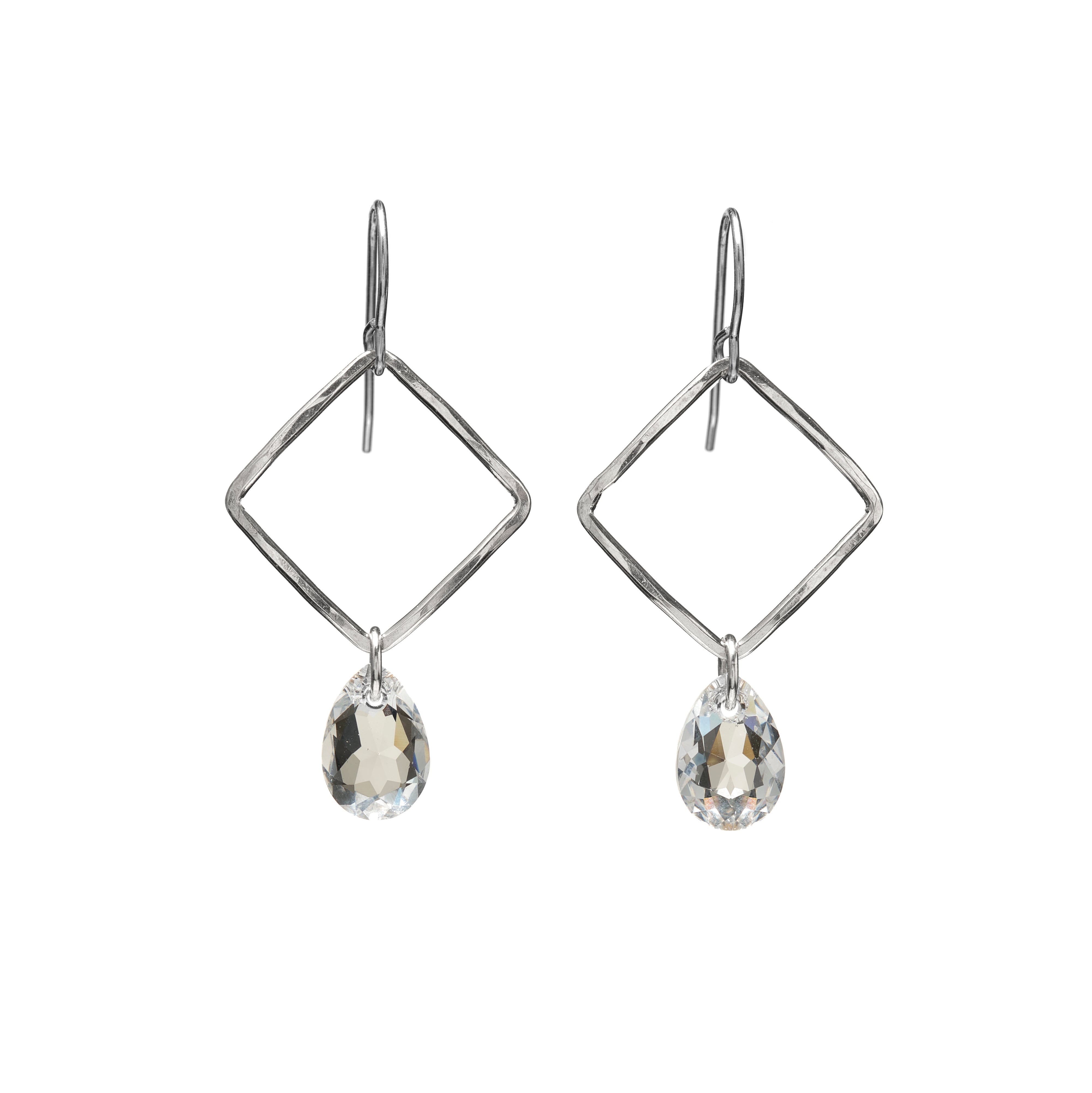Small Square Crystal Drop Earrings