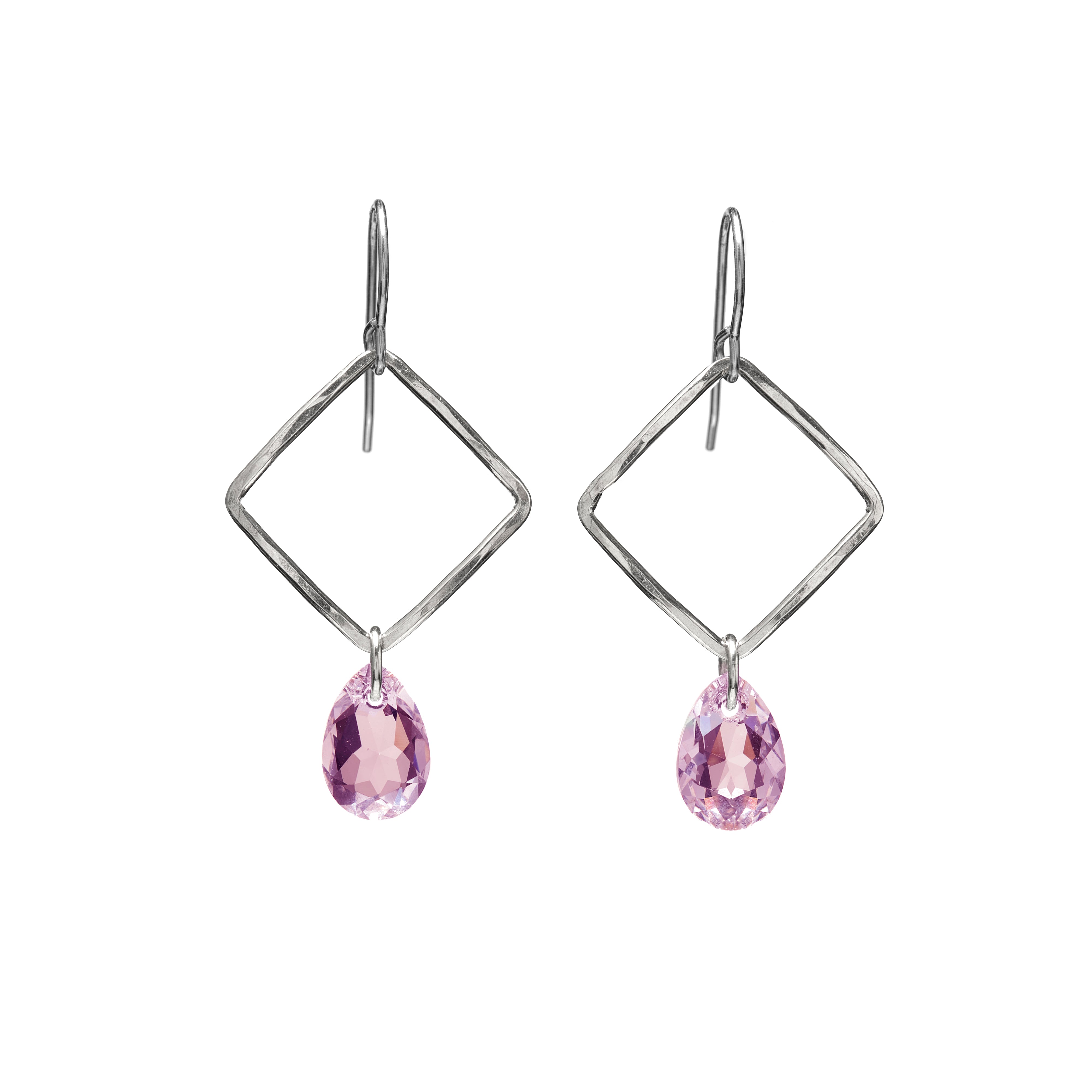Small Square Crystal Drop Earrings