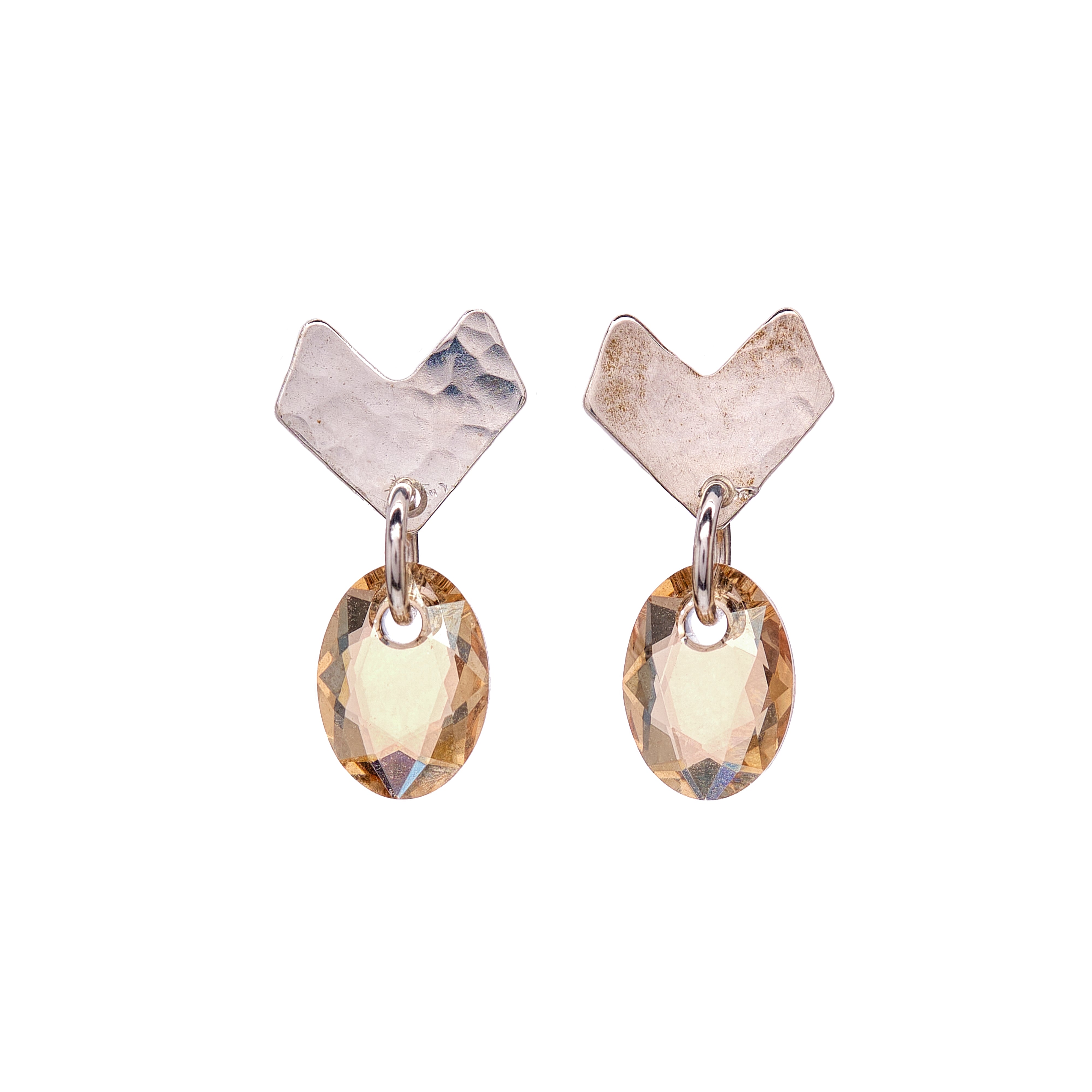 Chevron Elliptic Drop Stud Earrings