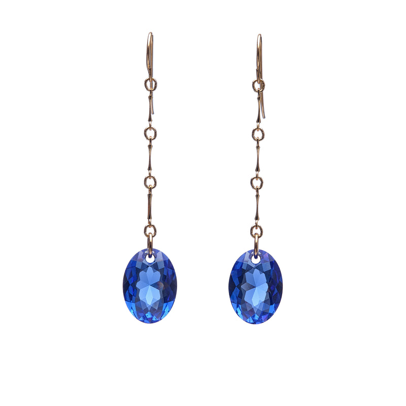 Elliptic Oval Chain Drop Earrings