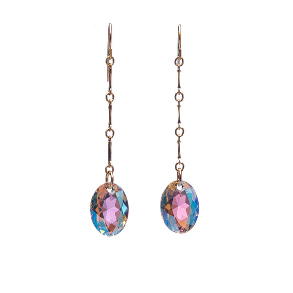 Elliptic Oval Chain Drop Earrings