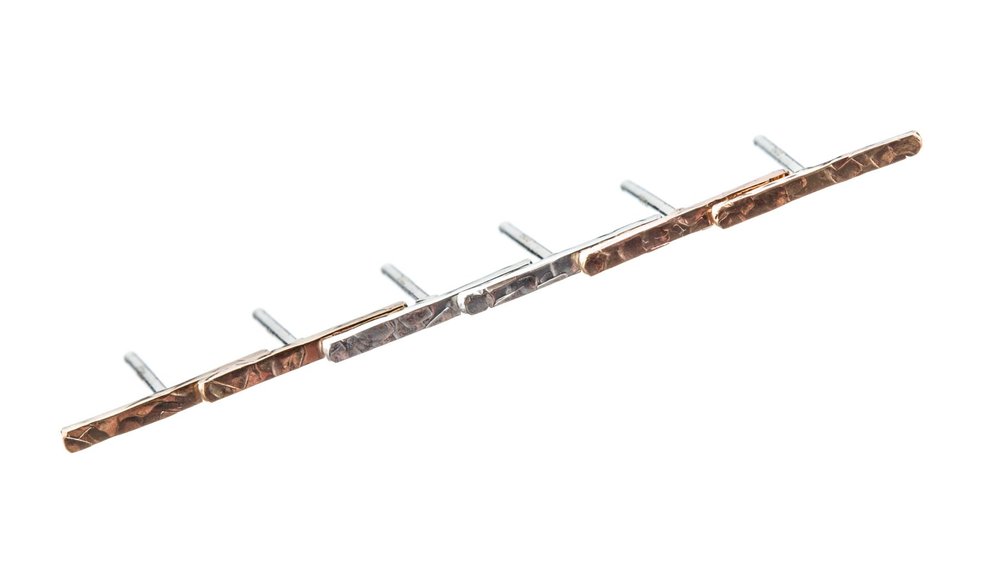 Group of hammered bar stud earrings in 14k Gold Filled, Sterling Silver and Rose Gold Filled